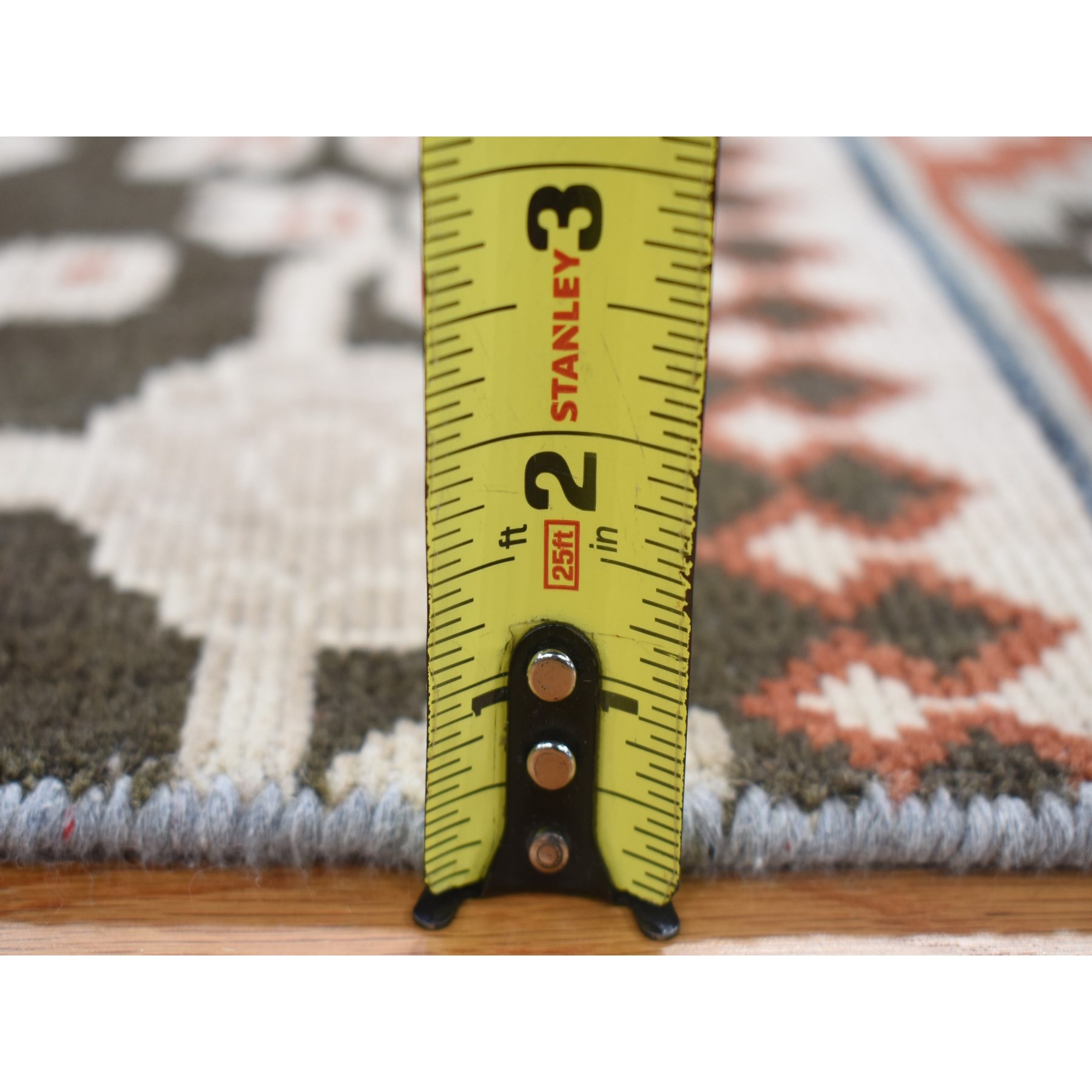 2'1"x2'1" Chocolate Brown, Samarkand Collection, Sample Fragment, 100% Wool, Zero Pile, Hand Knotted Square Oriental Rug Sh80357