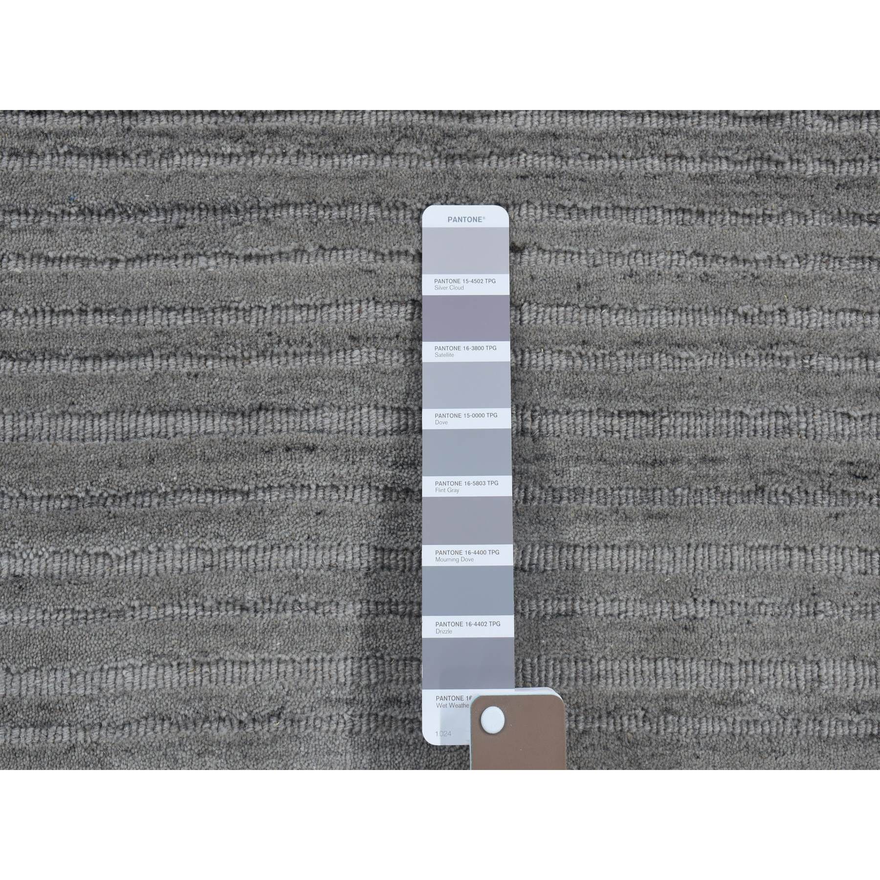 2'1"x2'1" Gray, Modern Design, Hand Loomed, Textured Wool, Hi and Lo, Sample Fragment, Mat Oriental Rug Sh80365
