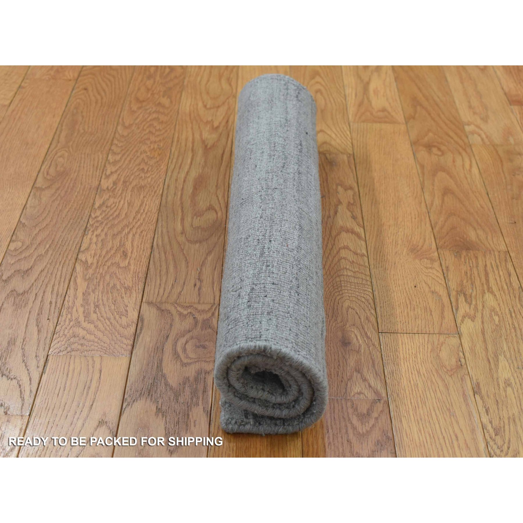 2'1"x2'1" Gray, Modern Design, Hand Loomed, Textured Wool, Hi and Lo, Sample Fragment, Mat Oriental Rug Sh80365