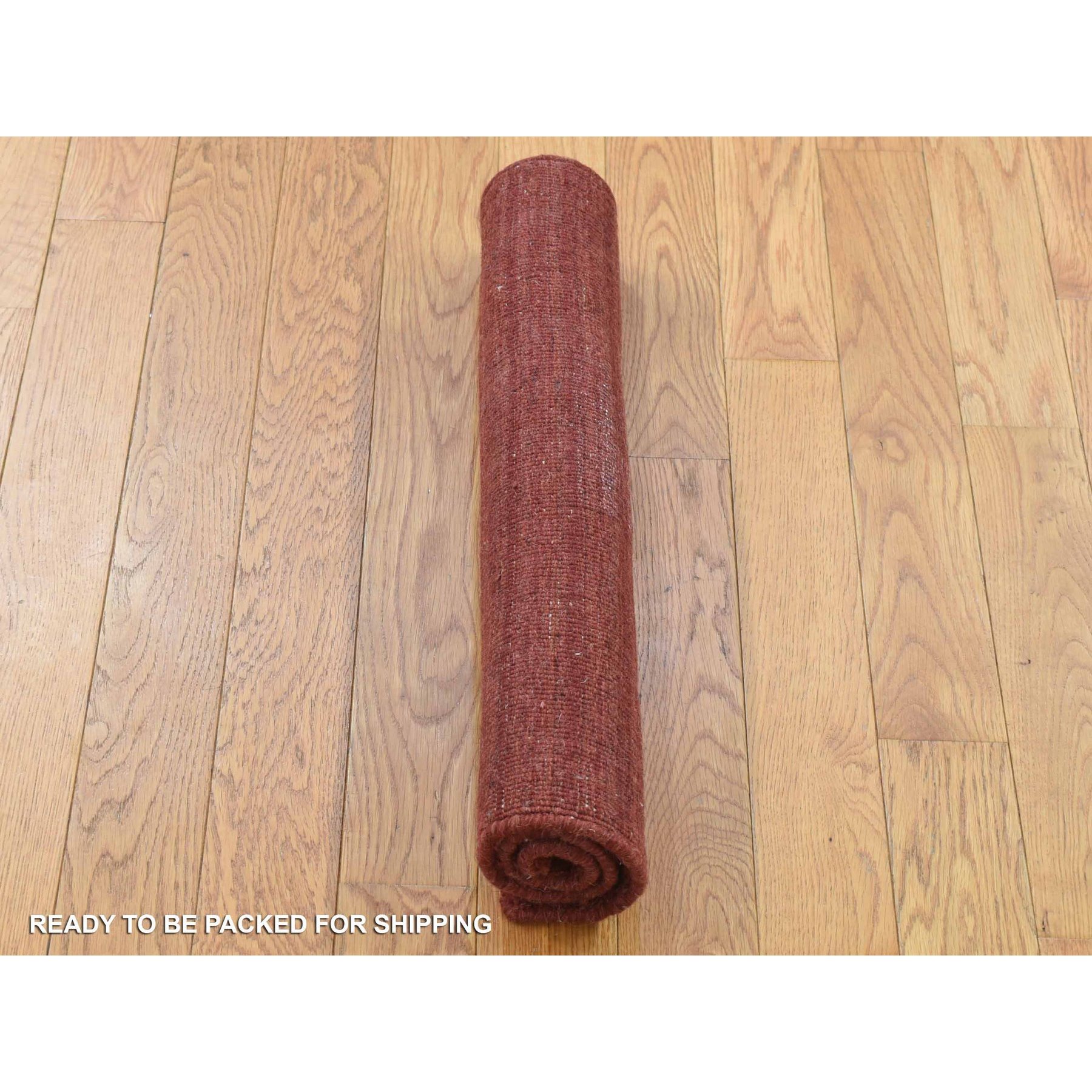 2'1"x2'1" Deep Red, Hand Loomed, Modern Stripe Design, Textured, 100% Wool, Sample Fragment, Mat, Oriental Rug Sh80369