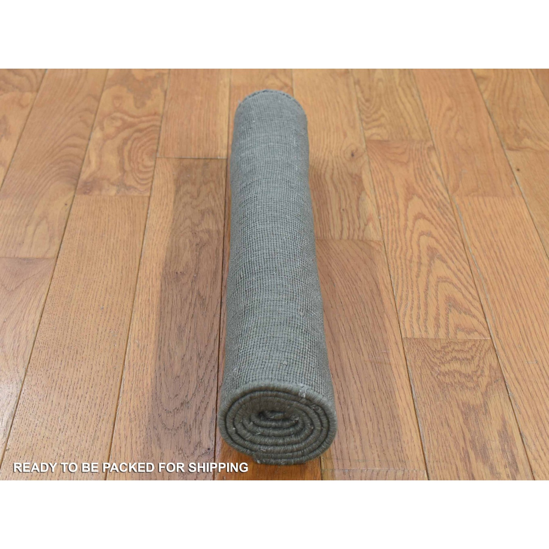 2'x3'1" Beige, Hand Loomed, Modern Chevron Design, Plant Based Silk, Mat Oriental Rug Sh80373