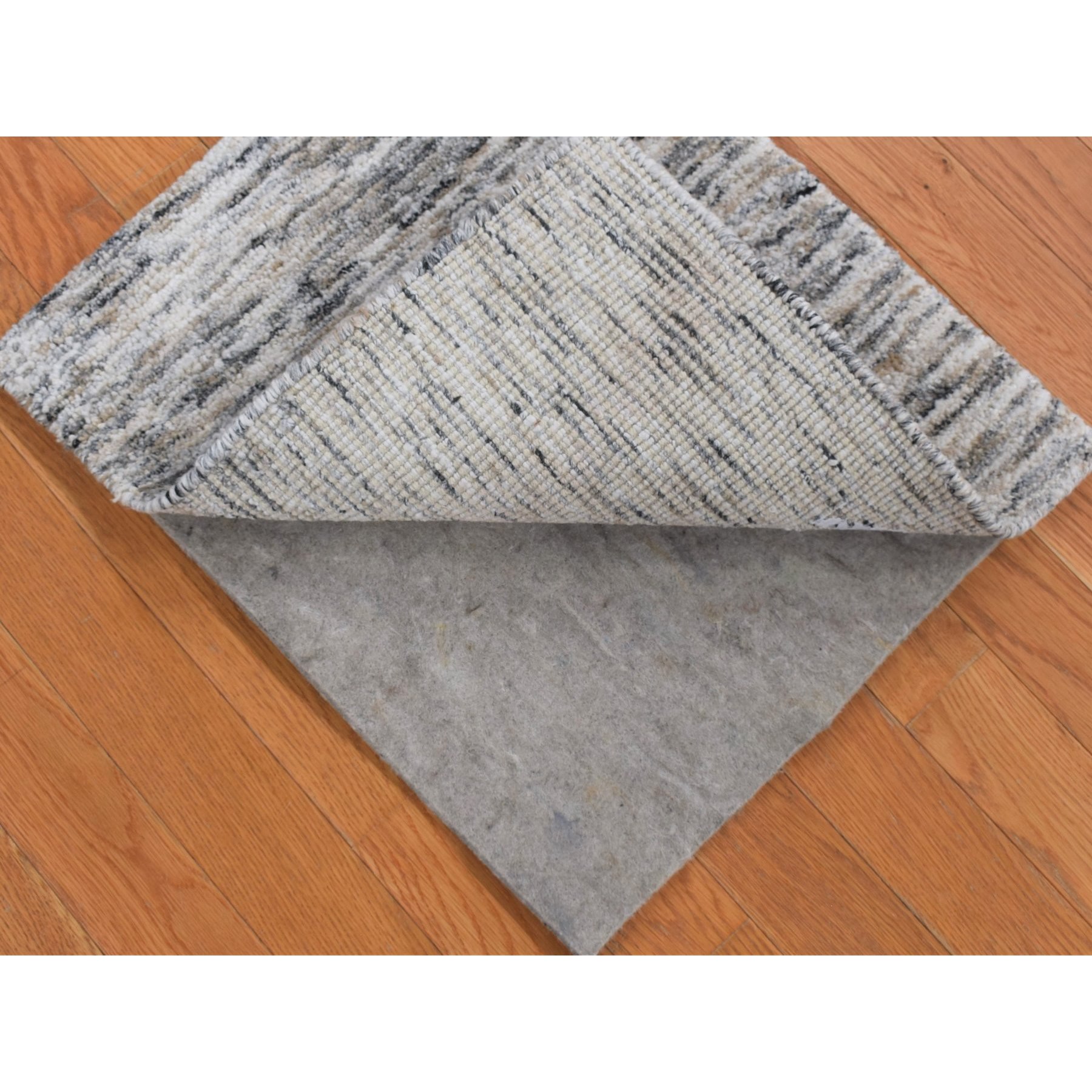 2'1"x2'1" Salt and Pepper, Modern Design, Silk with Textured Wool, Hand Loomed, Sample Fragment, Oriental Rug Sh80398