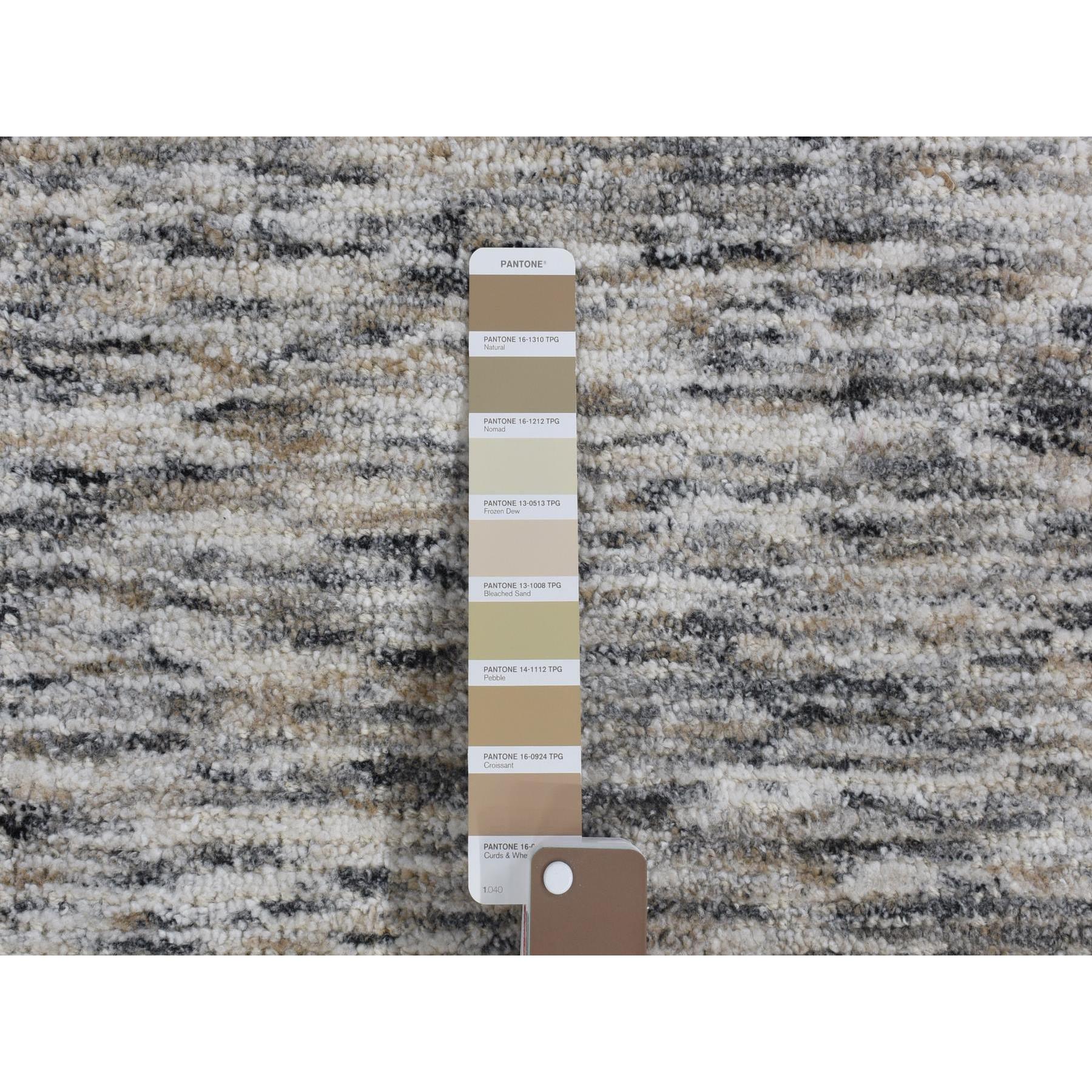 2'1"x2'1" Salt and Pepper, Modern Design, Silk with Textured Wool, Hand Loomed, Sample Fragment, Oriental Rug Sh80398