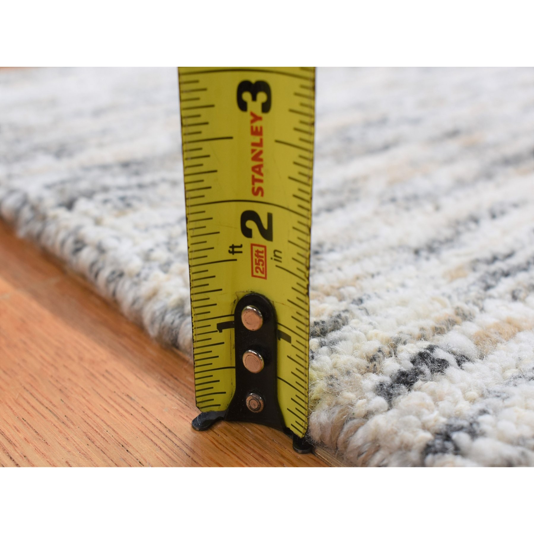 2'1"x2'1" Salt and Pepper, Modern Design, Silk with Textured Wool, Hand Loomed, Sample Fragment, Oriental Rug Sh80398