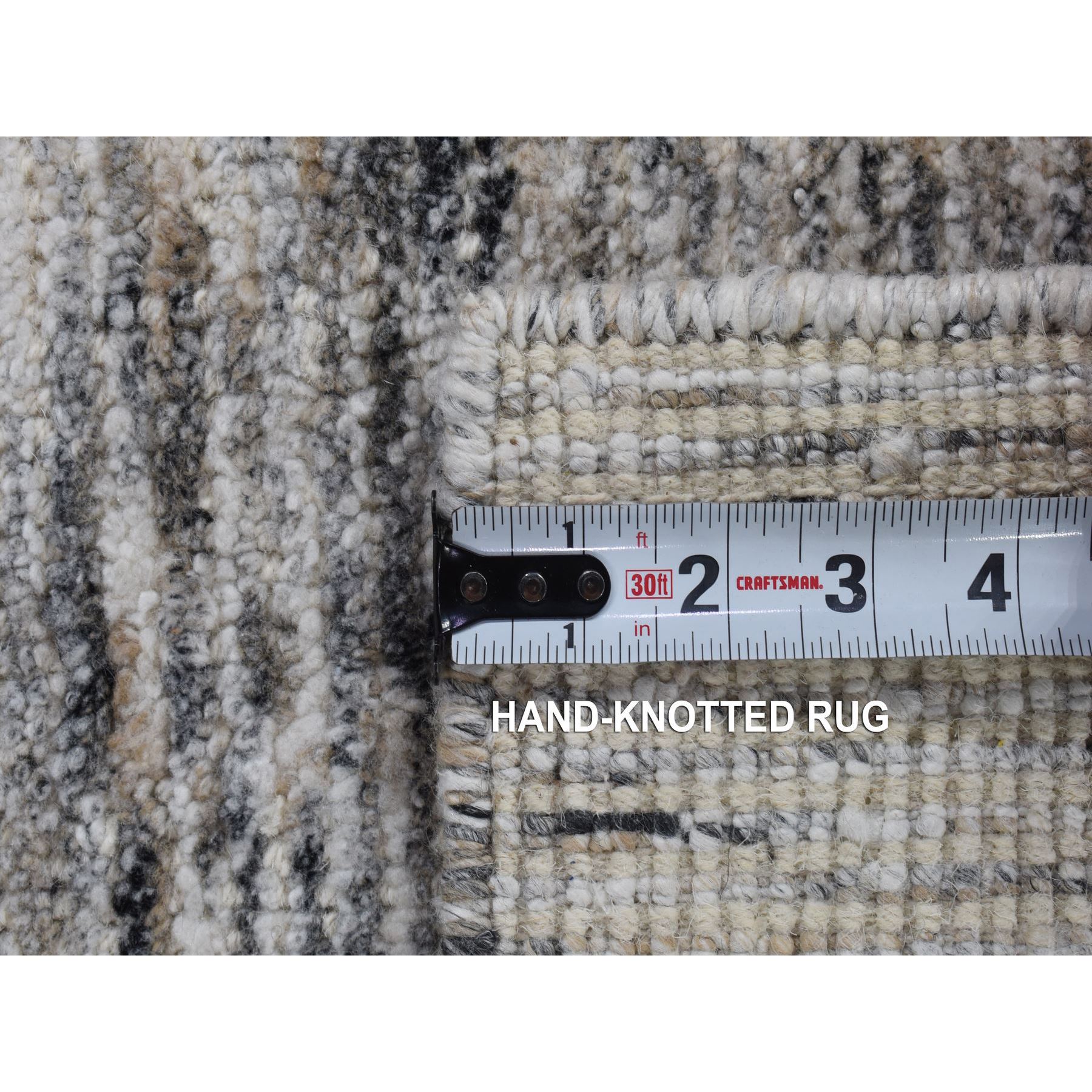 2'1"x2'1" Salt and Pepper, Modern Design, Silk with Textured Wool, Hand Loomed, Sample Fragment, Oriental Rug Sh80398
