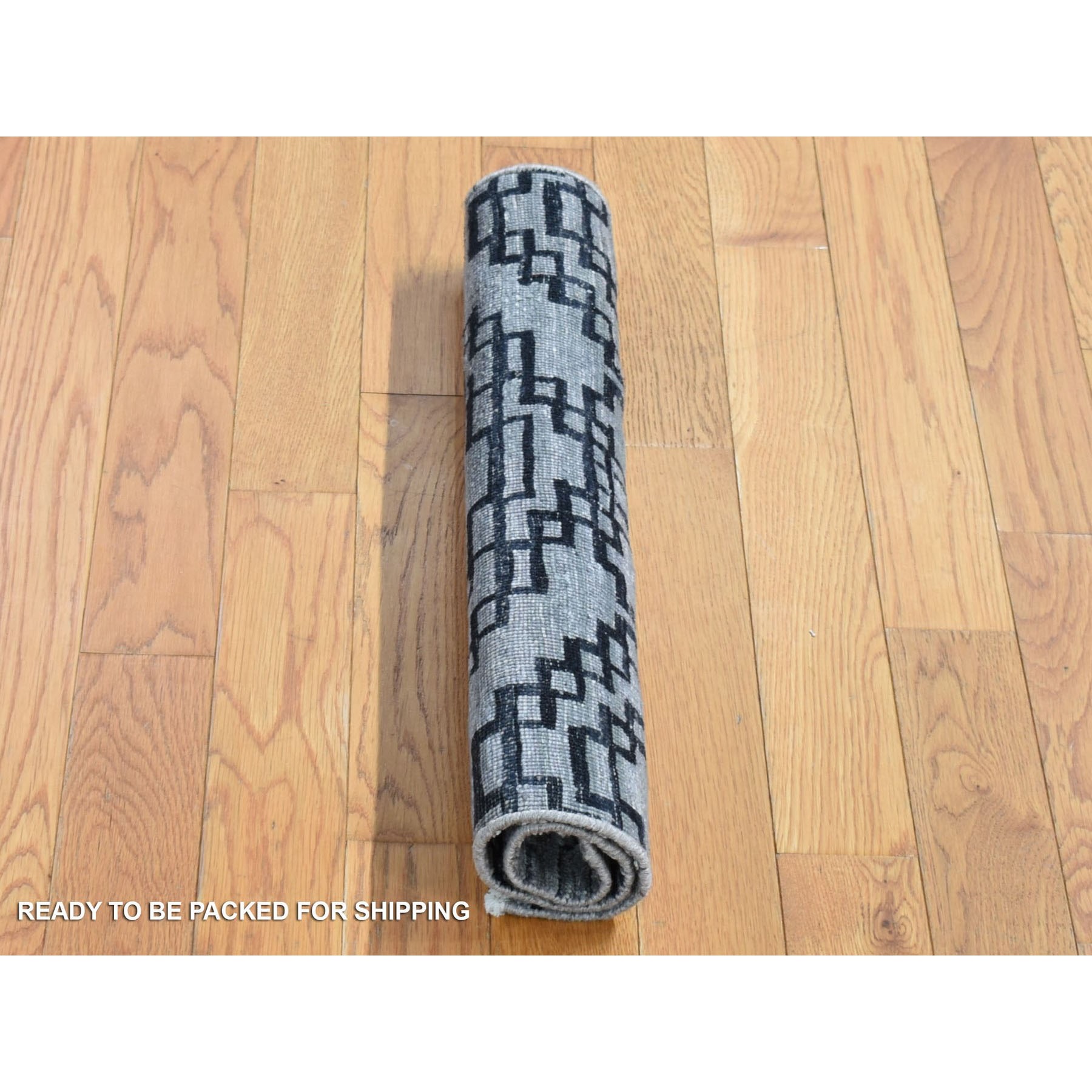 2'x2' Gray, Modern Design, Silk with Textured Wool, Hand Knotted, Sample Fragment, Oriental Rug Sh80406