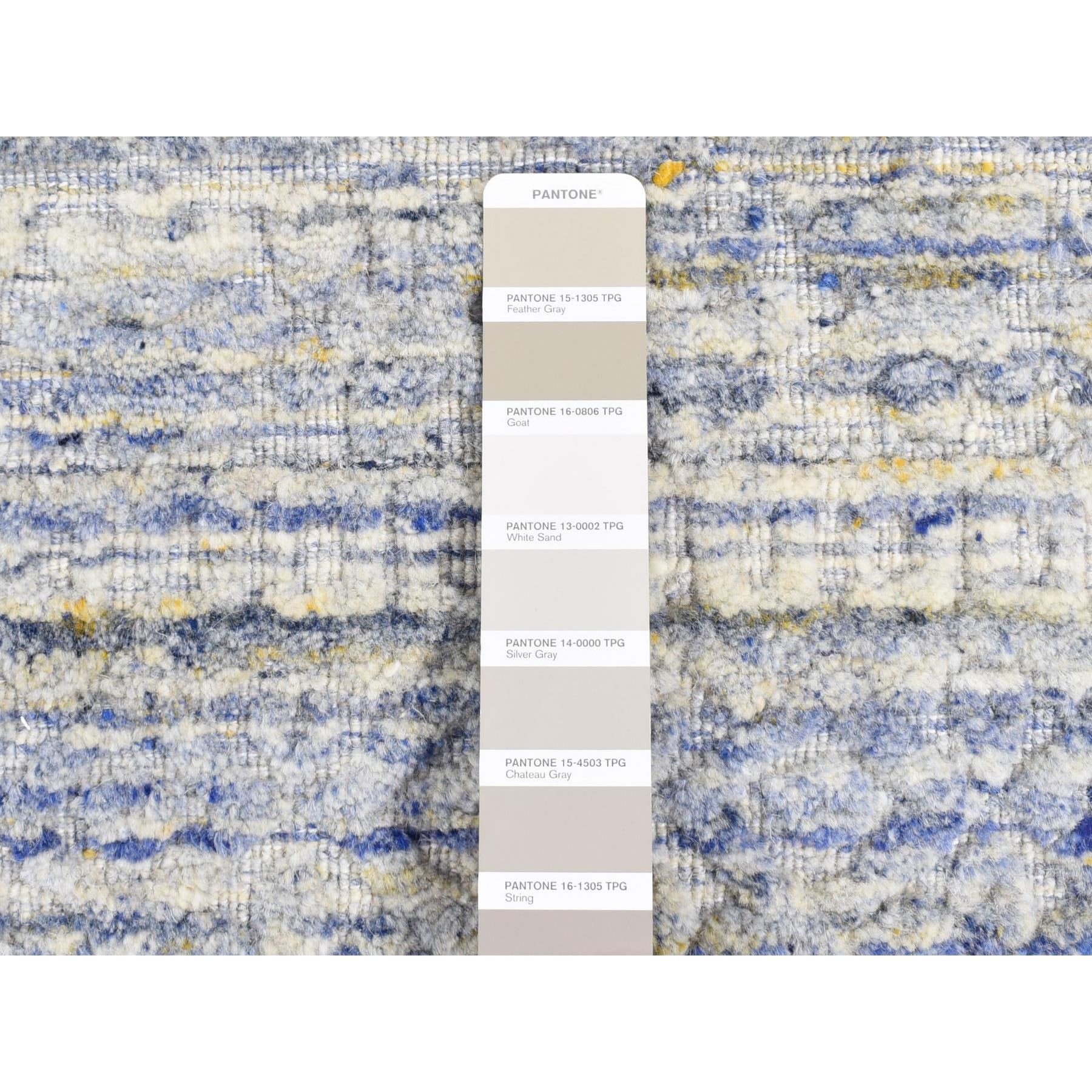 2'x2' Hand Loomed, Textured Wool, Modern Design, Hi and Lo with Multiple Colors, Fragment Sample, Oriental Rug Sh80407