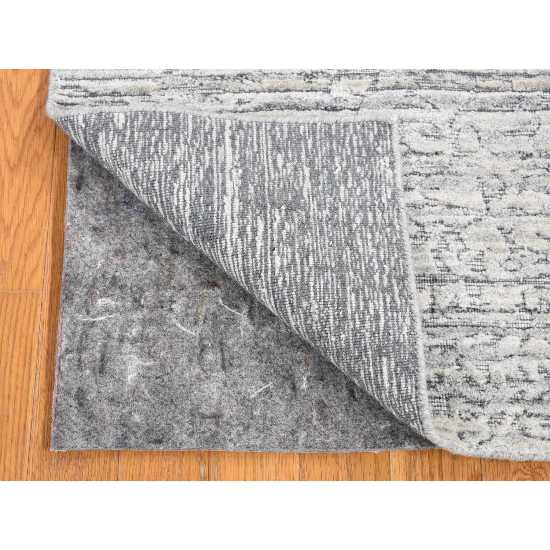 2'x2' Light Gray, Jacquard, Hand Loomed, Modern Design, Wool with Textured Pile, Sample Fragment, Oriental Rug Sh80409
