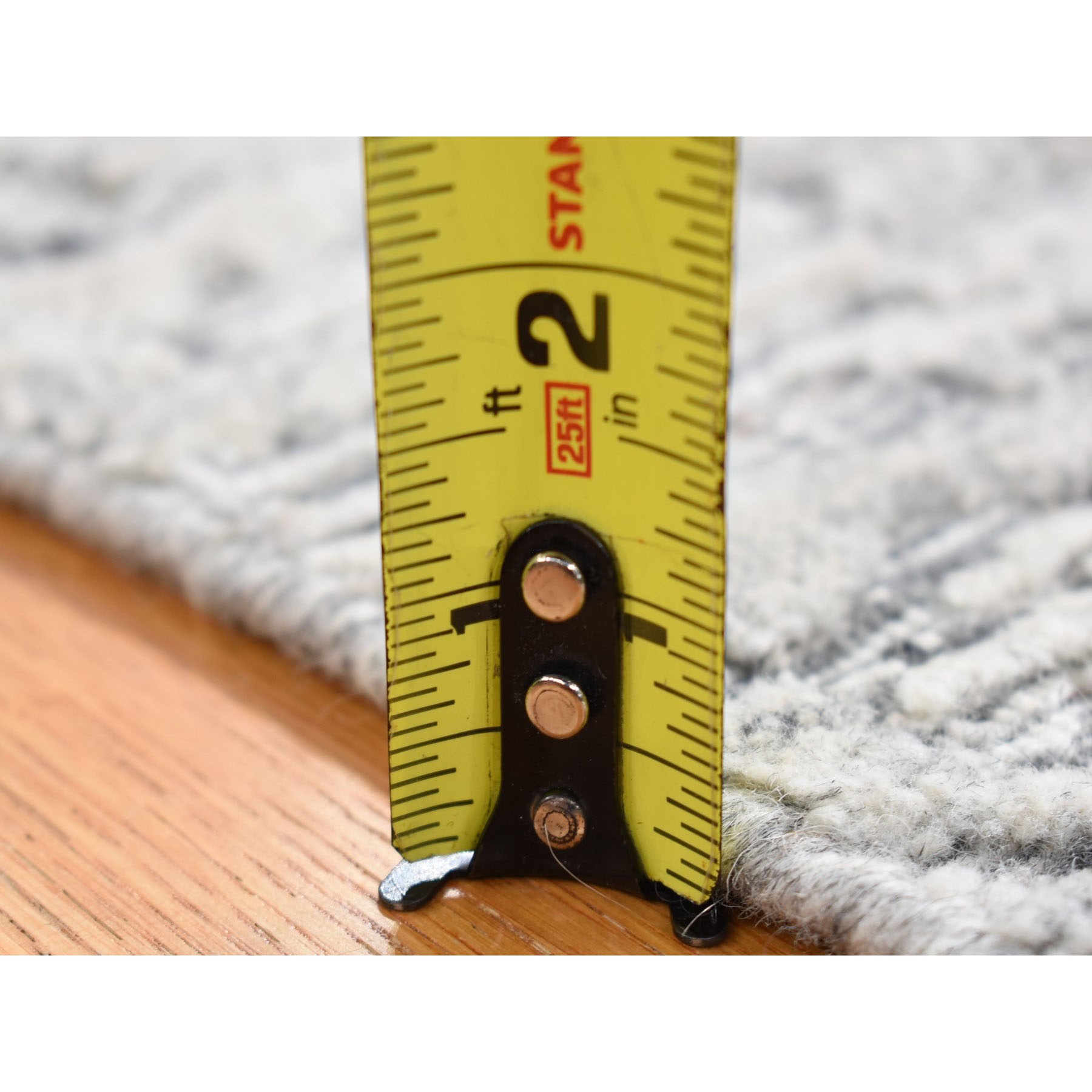 2'x2' Light Gray, Jacquard, Hand Loomed, Modern Design, Wool with Textured Pile, Sample Fragment, Oriental Rug Sh80409