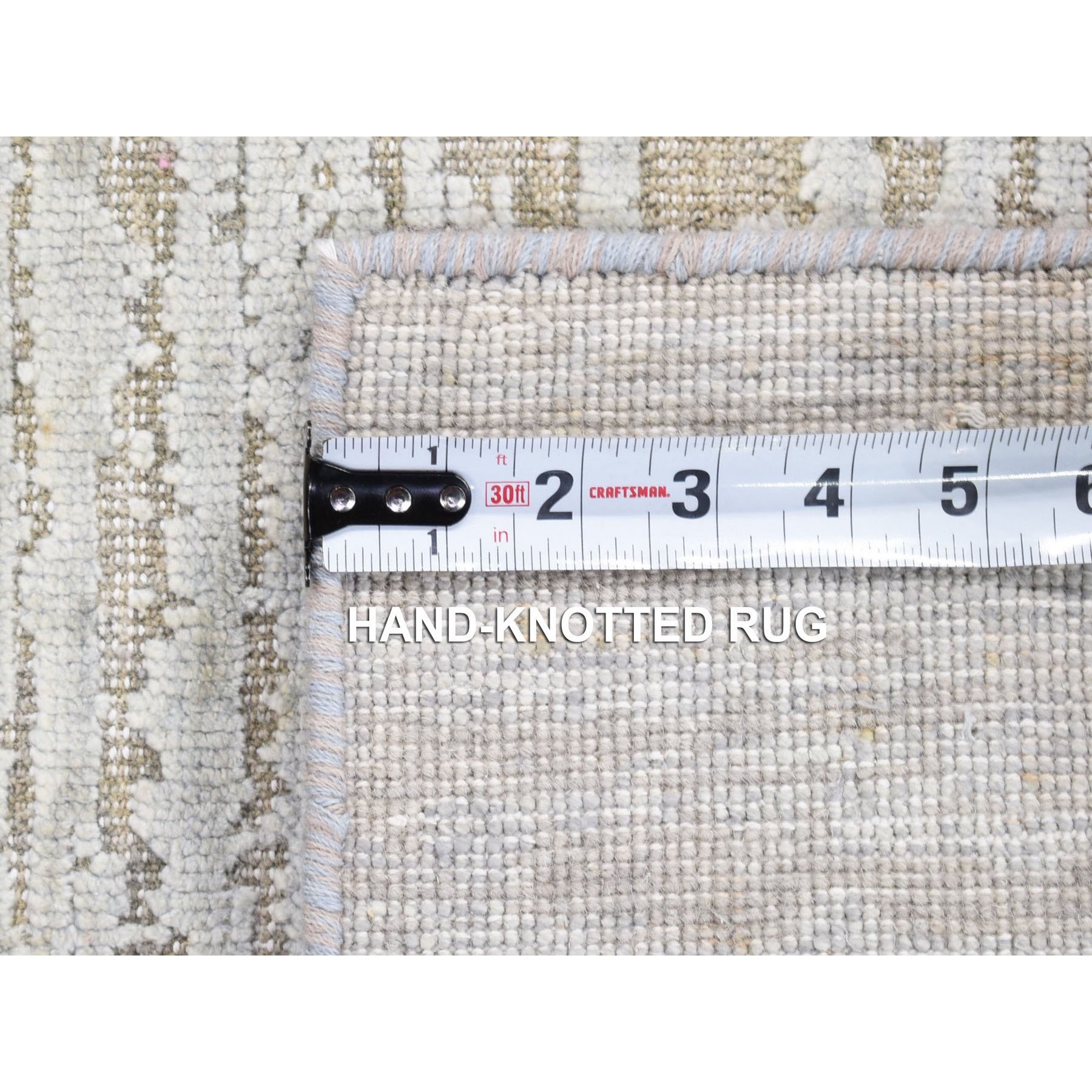 2'x3' Light Beige, Silk with Textured Wool, Modern Design, Hand Knotted, Mat, Oriental Rug Sh80415