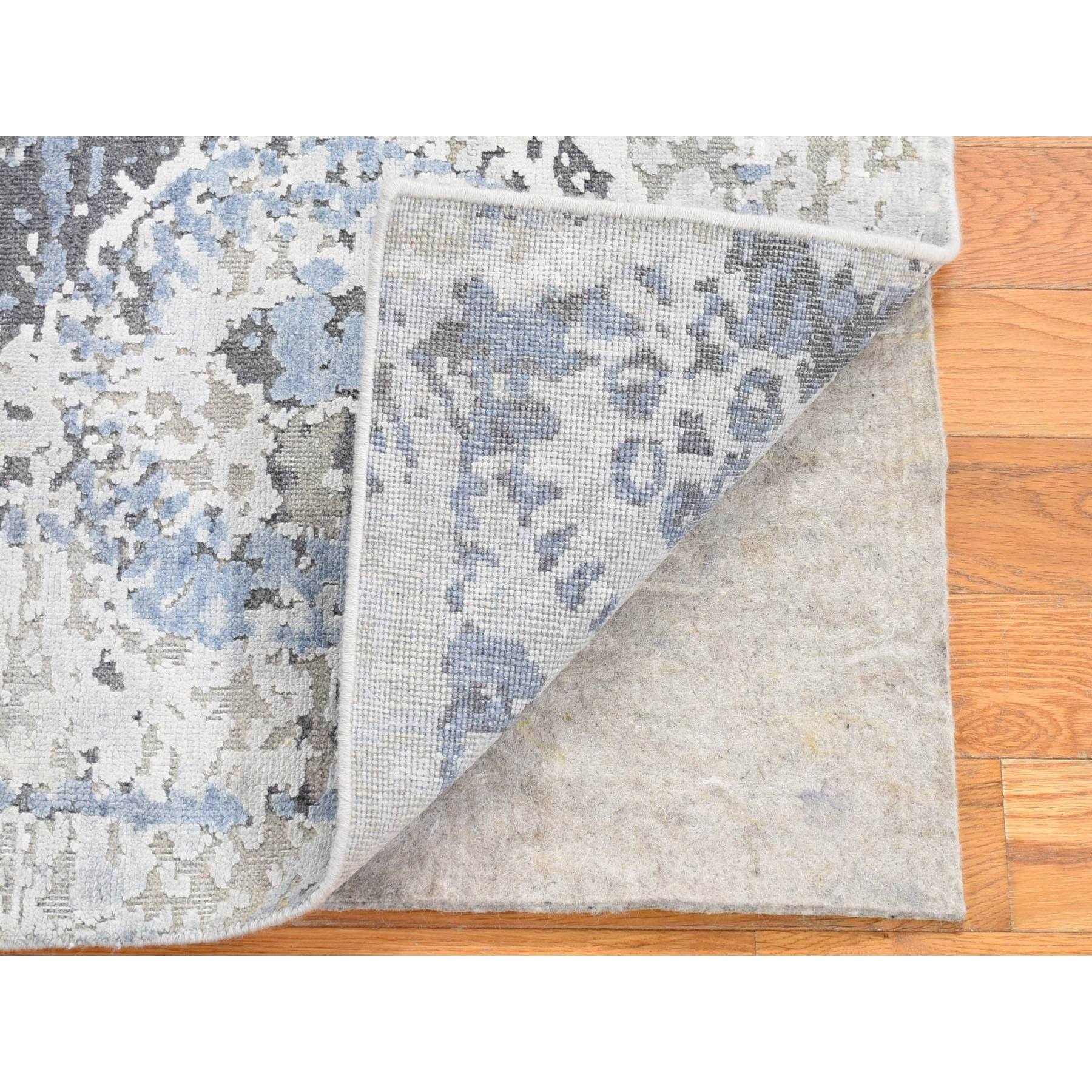 2'1"x2'1" Beige, Silk with Textured Wool, Broken Circle Design, Sample Fragment, Hand Knotted, Oriental Rug Sh80419