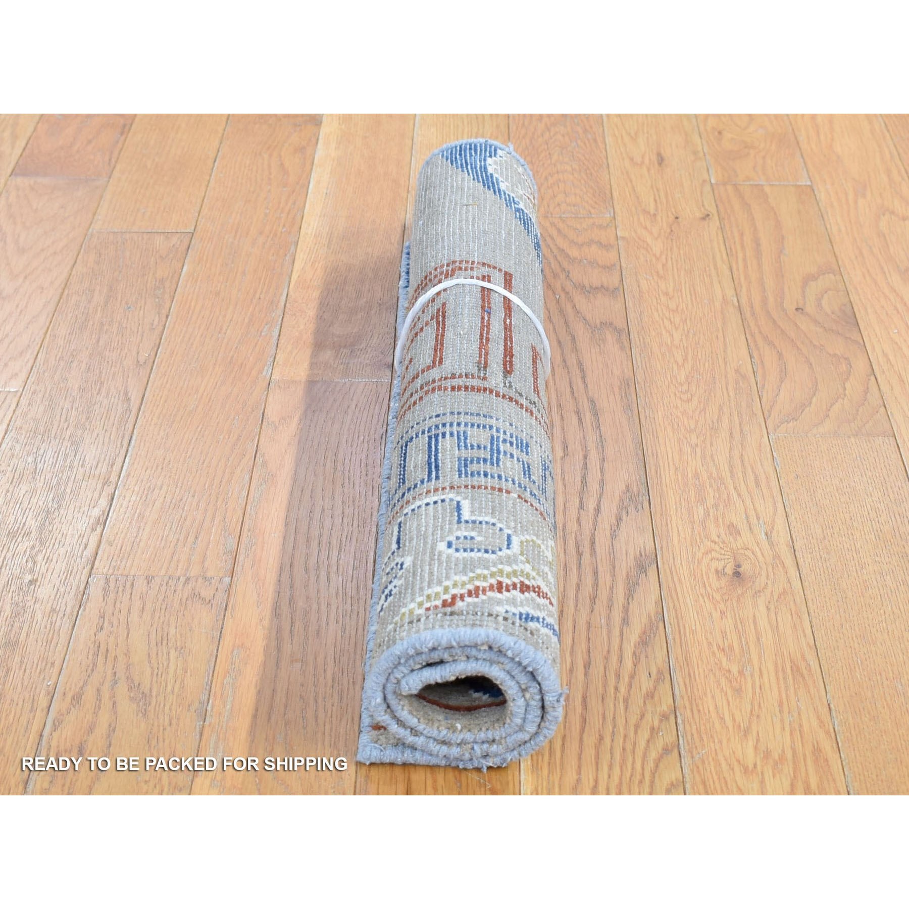 2'2"x2'2" Beige, Zero Pile, Khotan Design, 100% Wool, Hand Knotted, Sample Fragment, Oriental Rug Sh80421