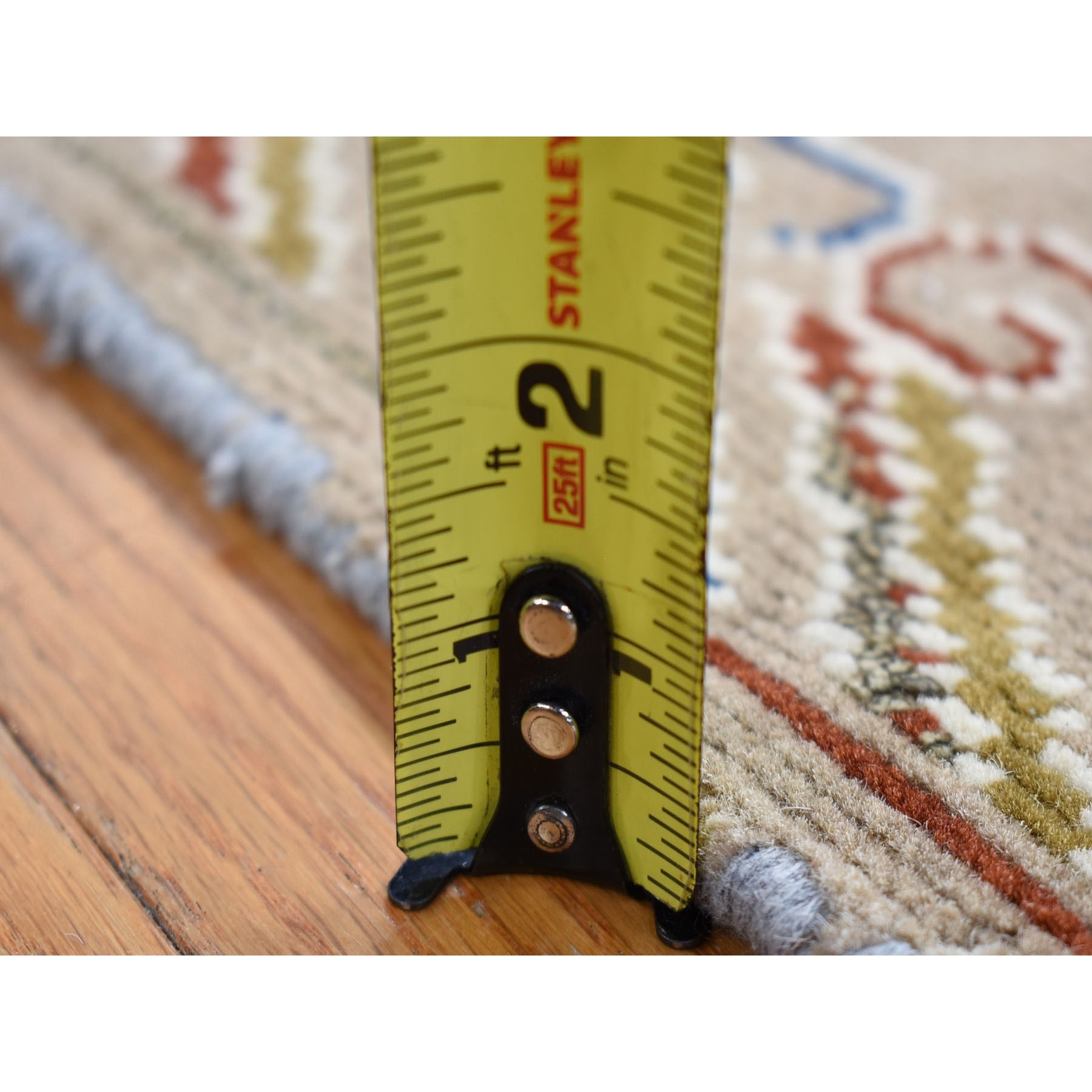 2'2"x2'2" Beige, Zero Pile, Khotan Design, 100% Wool, Hand Knotted, Sample Fragment, Oriental Rug Sh80421