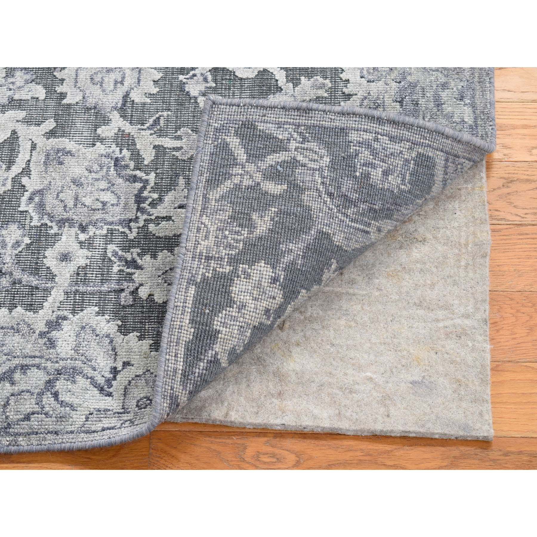 2'1"x2'1" Gray, Silk with Textured Wool, Hand Knotted, Oushak Influence, Sample Fragment, Oriental Rug Sh80422