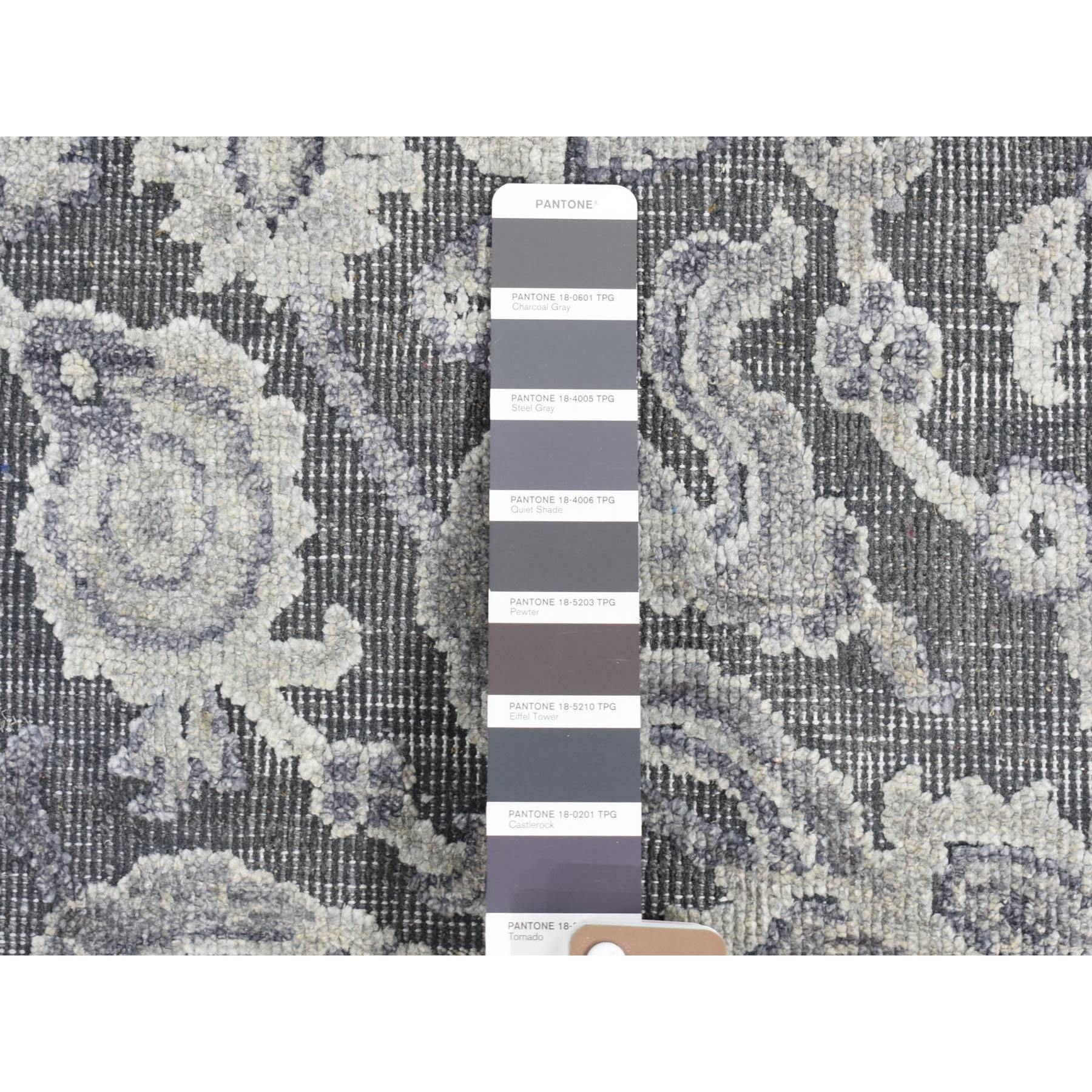 2'1"x2'1" Gray, Silk with Textured Wool, Hand Knotted, Oushak Influence, Sample Fragment, Oriental Rug Sh80422