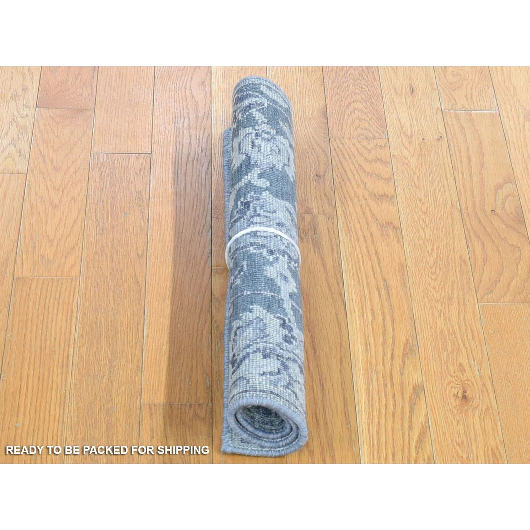 2'1"x2'1" Gray, Silk with Textured Wool, Hand Knotted, Oushak Influence, Sample Fragment, Oriental Rug Sh80422