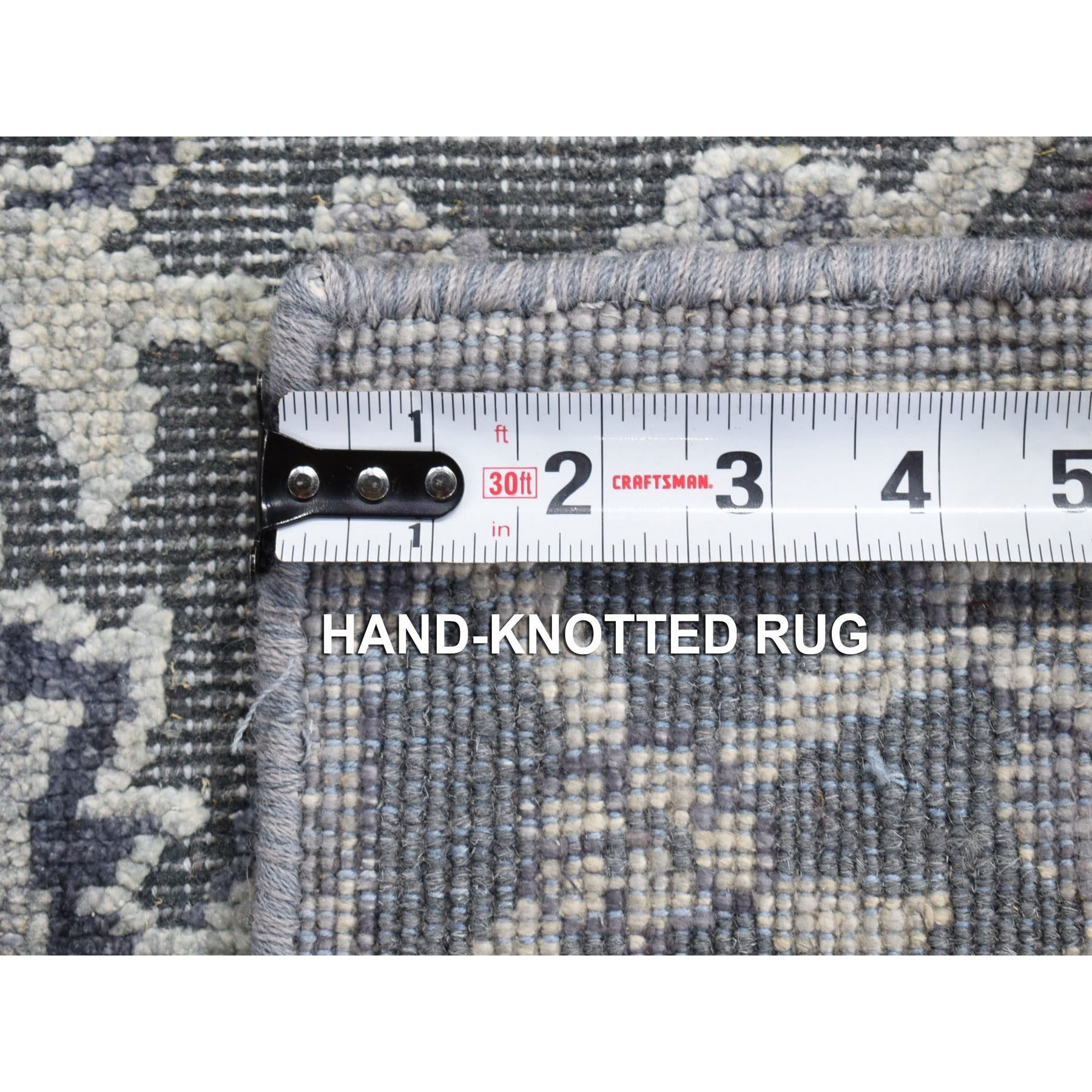 2'1"x2'1" Gray, Silk with Textured Wool, Hand Knotted, Oushak Influence, Sample Fragment, Oriental Rug Sh80422