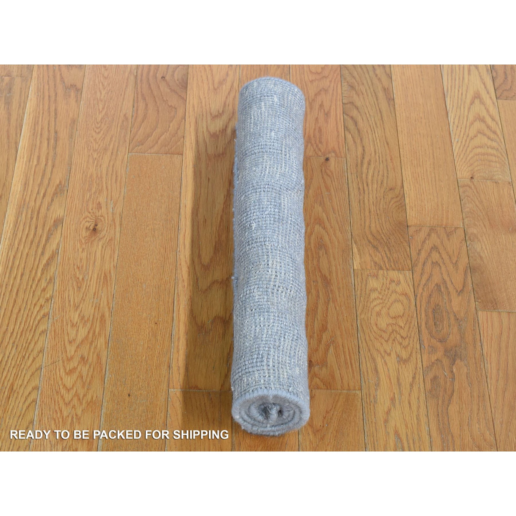 2'x2'10" Gray, Modern Design, Silk with Textured Wool, Hand Knotted, Mat, Oriental Rug Sh80423