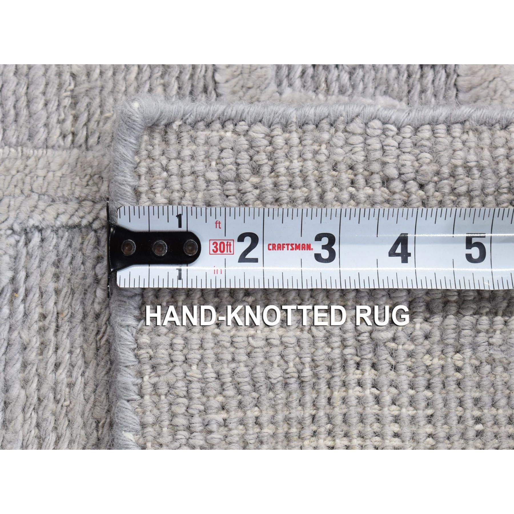2'x2'10" Gray, Modern Design, Silk with Textured Wool, Hand Knotted, Mat, Oriental Rug Sh80423
