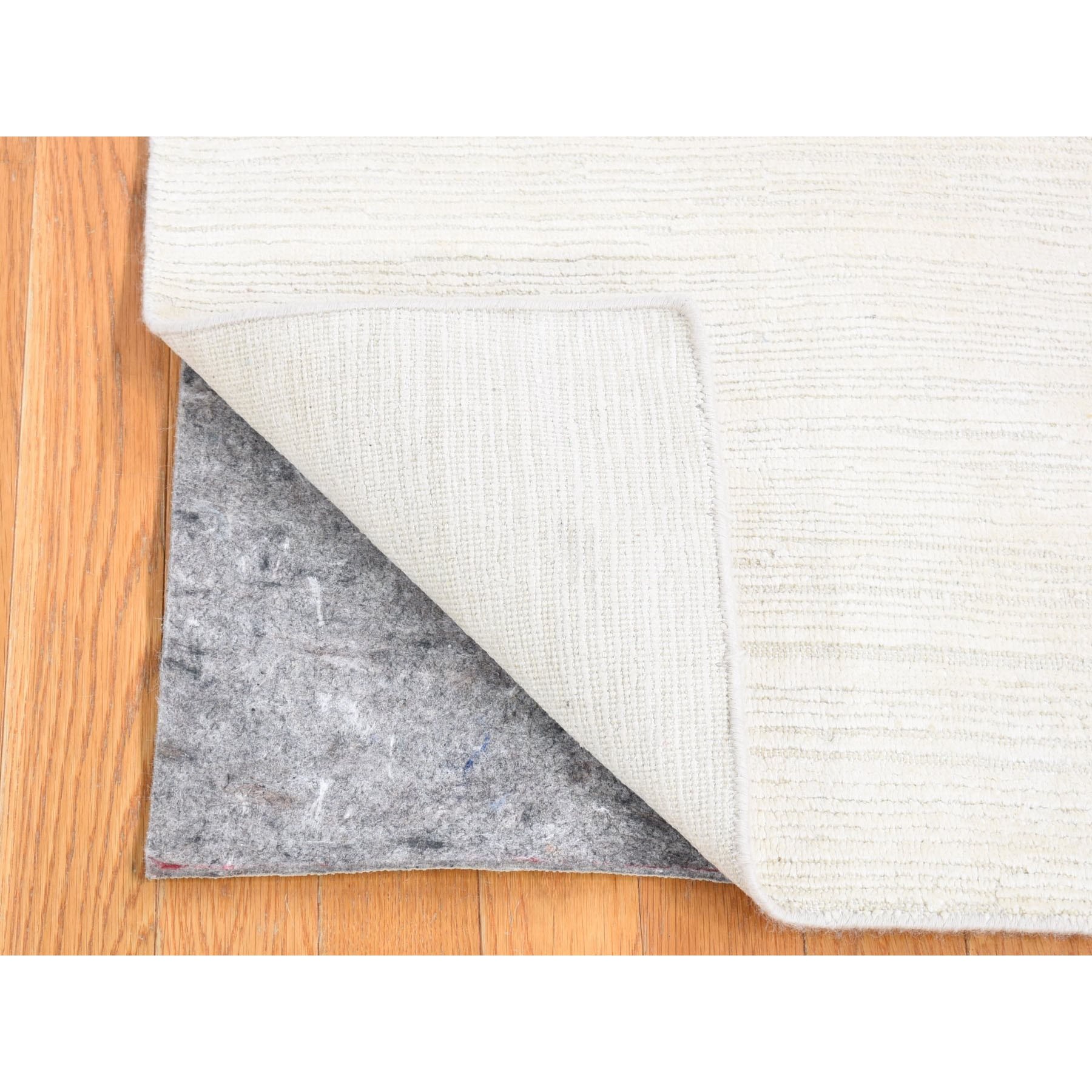 2'1"x2'1" Ivory, Hand Knotted Modern Design, Silk with Textured Wool, Sample Fragment, Mat Square Oriental Rug Sh80463