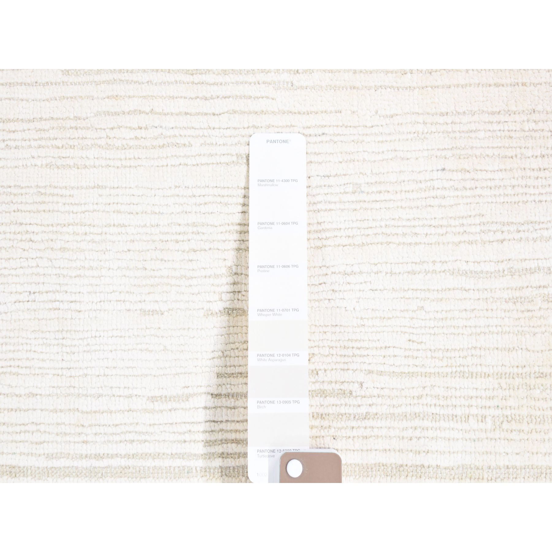 2'1"x2'1" Ivory, Hand Knotted Modern Design, Silk with Textured Wool, Sample Fragment, Mat Square Oriental Rug Sh80463