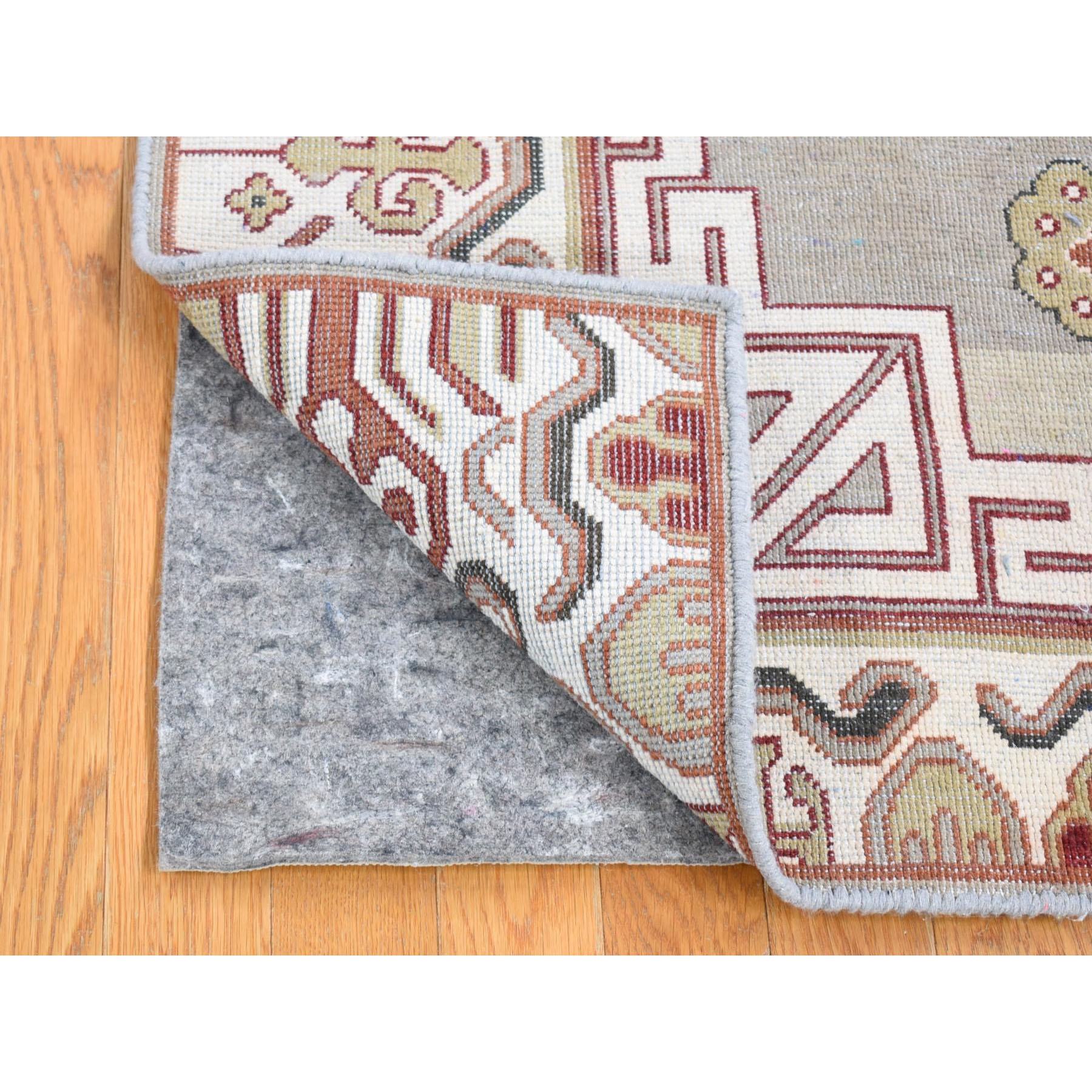2'x2'2" Ivory, Khotan Design Zero Pile, Hand Knotted Pure Wool, Sample Fragment, Mat Square Oriental Rug Sh80464
