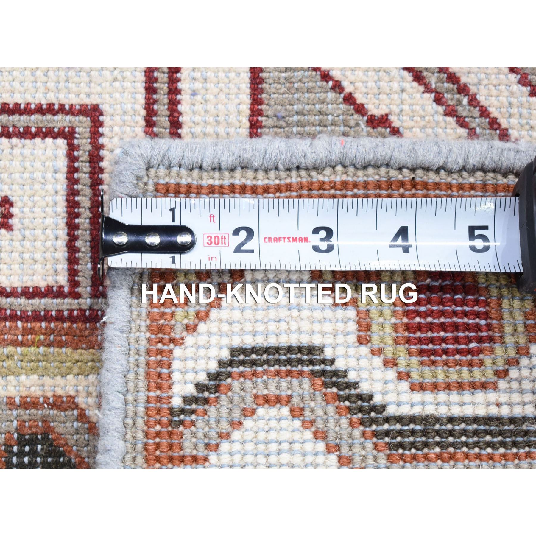 2'x2'2" Ivory, Khotan Design Zero Pile, Hand Knotted Pure Wool, Sample Fragment, Mat Square Oriental Rug Sh80464