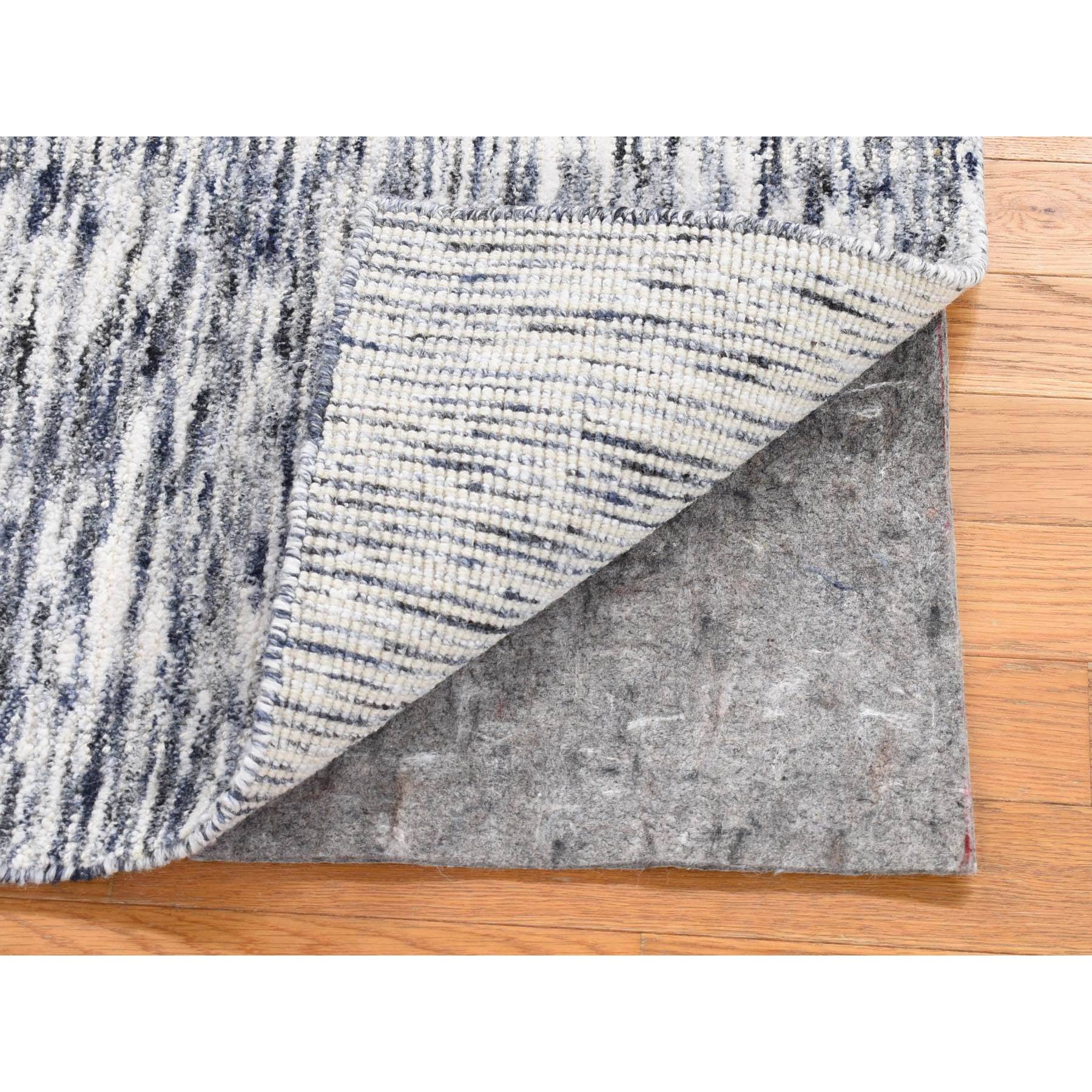 1'10"x2' Salt and Pepper, Modern Design, Silk with Textured Wool, Hand Loomed, Sample Fragment, Oriental Rug Sh80470