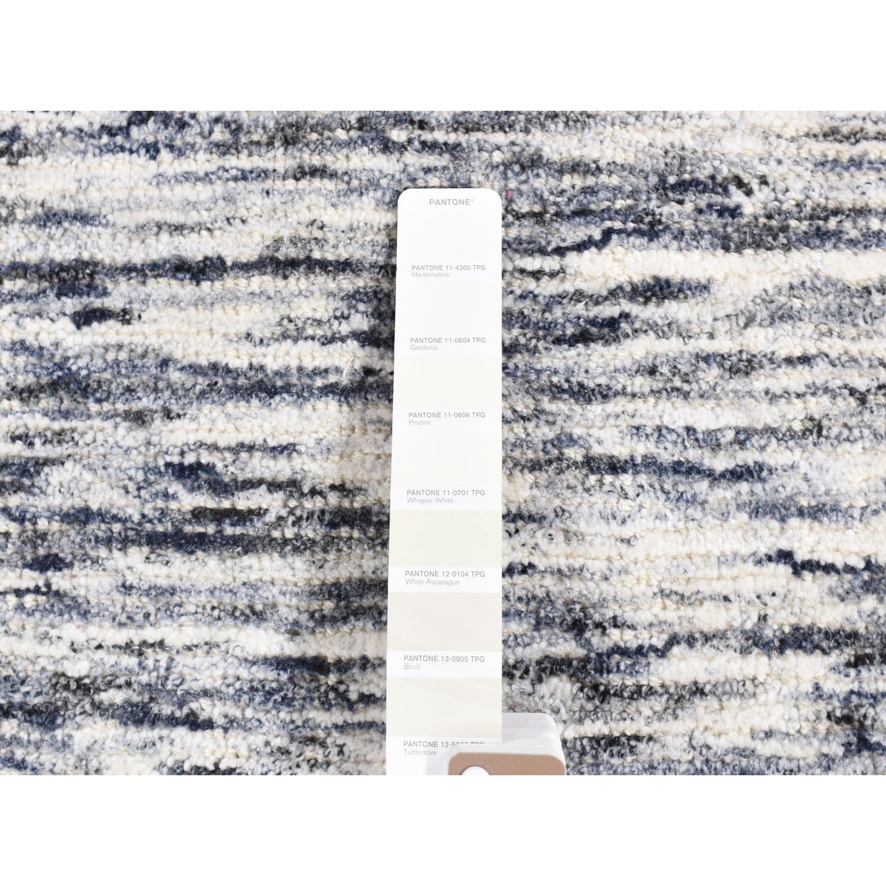 1'10"x2' Salt and Pepper, Modern Design, Silk with Textured Wool, Hand Loomed, Sample Fragment, Oriental Rug Sh80470