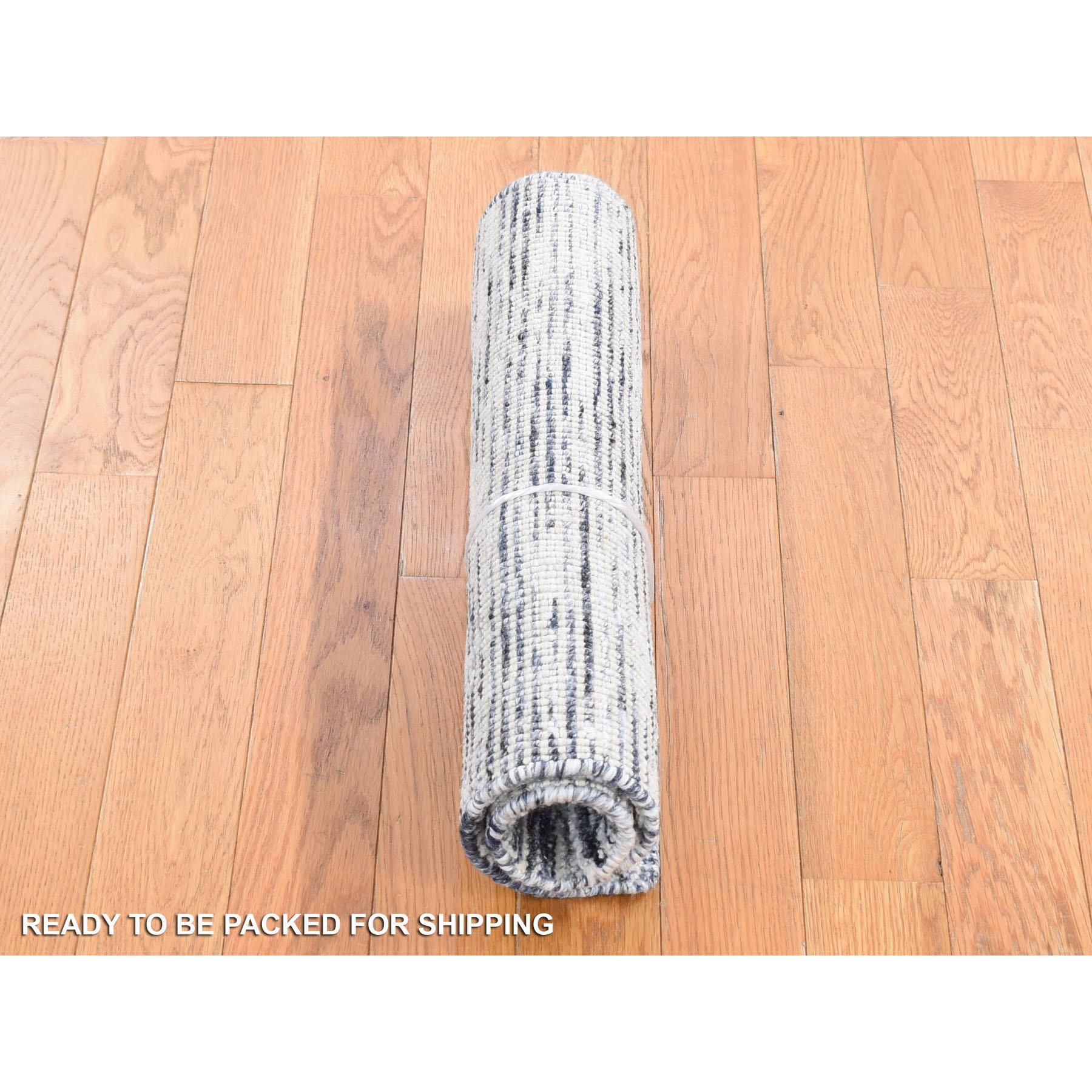 1'10"x2' Salt and Pepper, Modern Design, Silk with Textured Wool, Hand Loomed, Sample Fragment, Oriental Rug Sh80470