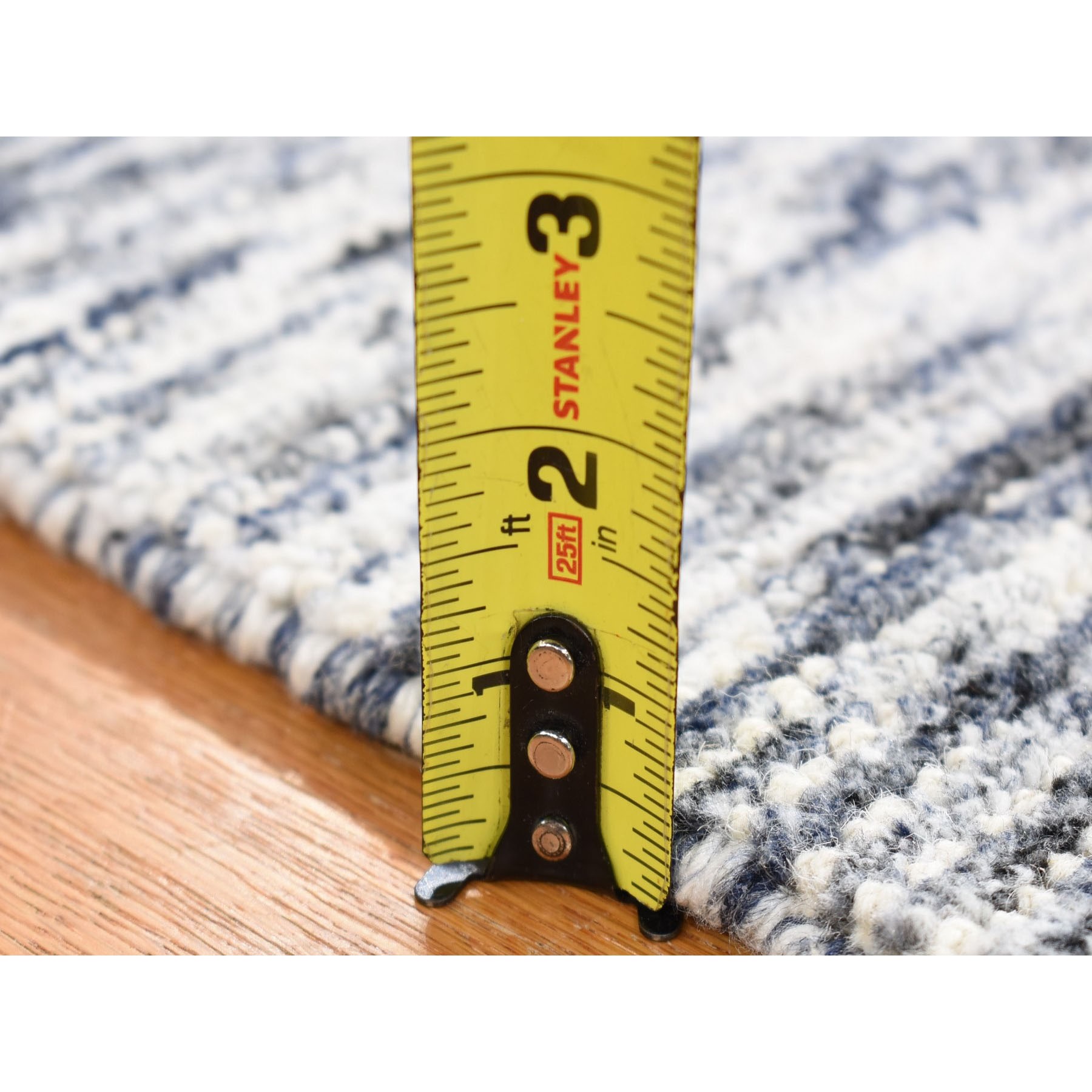 1'10"x2' Salt and Pepper, Modern Design, Silk with Textured Wool, Hand Loomed, Sample Fragment, Oriental Rug Sh80470