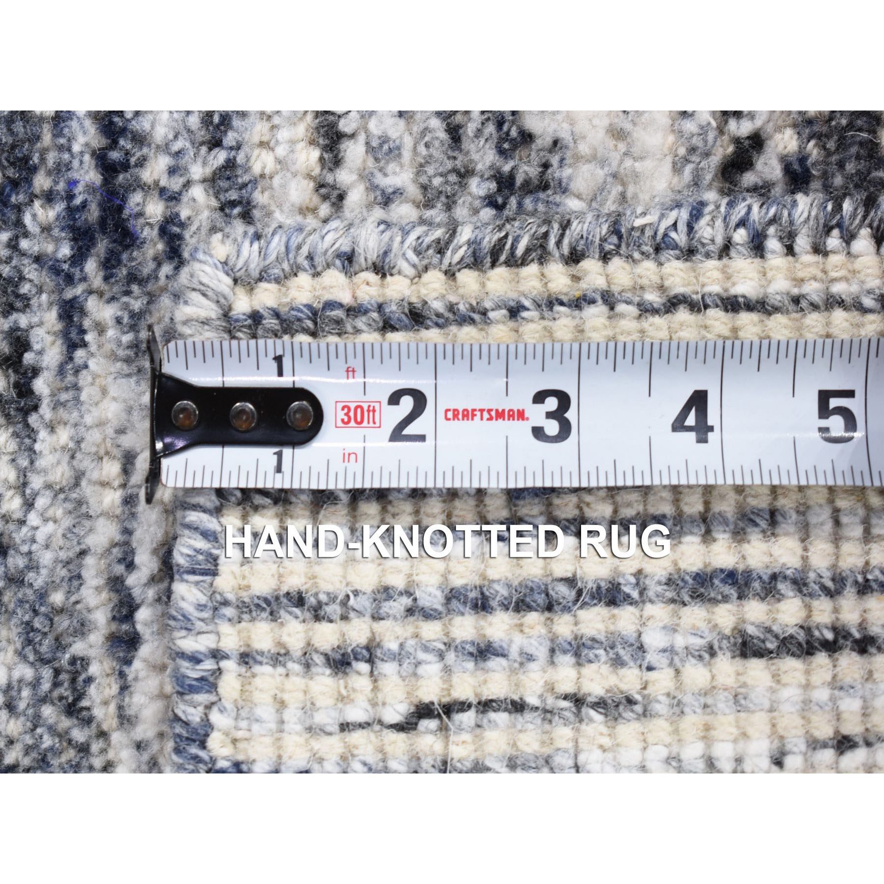 1'10"x2' Salt and Pepper, Modern Design, Silk with Textured Wool, Hand Loomed, Sample Fragment, Oriental Rug Sh80470