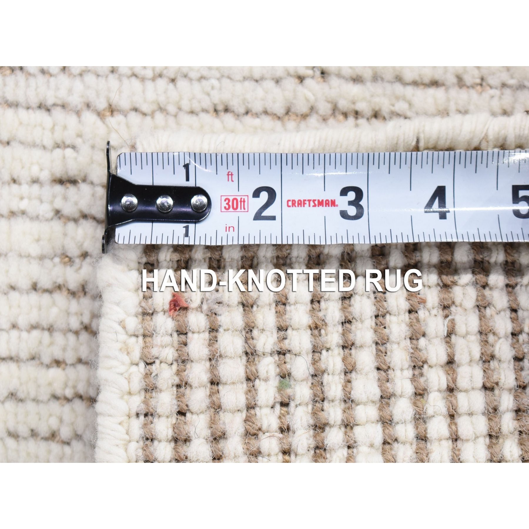 1'5"x2' Plain White Modern Design, Hand Knotted Silk with Textured Wool, Mat Square Oriental Rug Sh80471