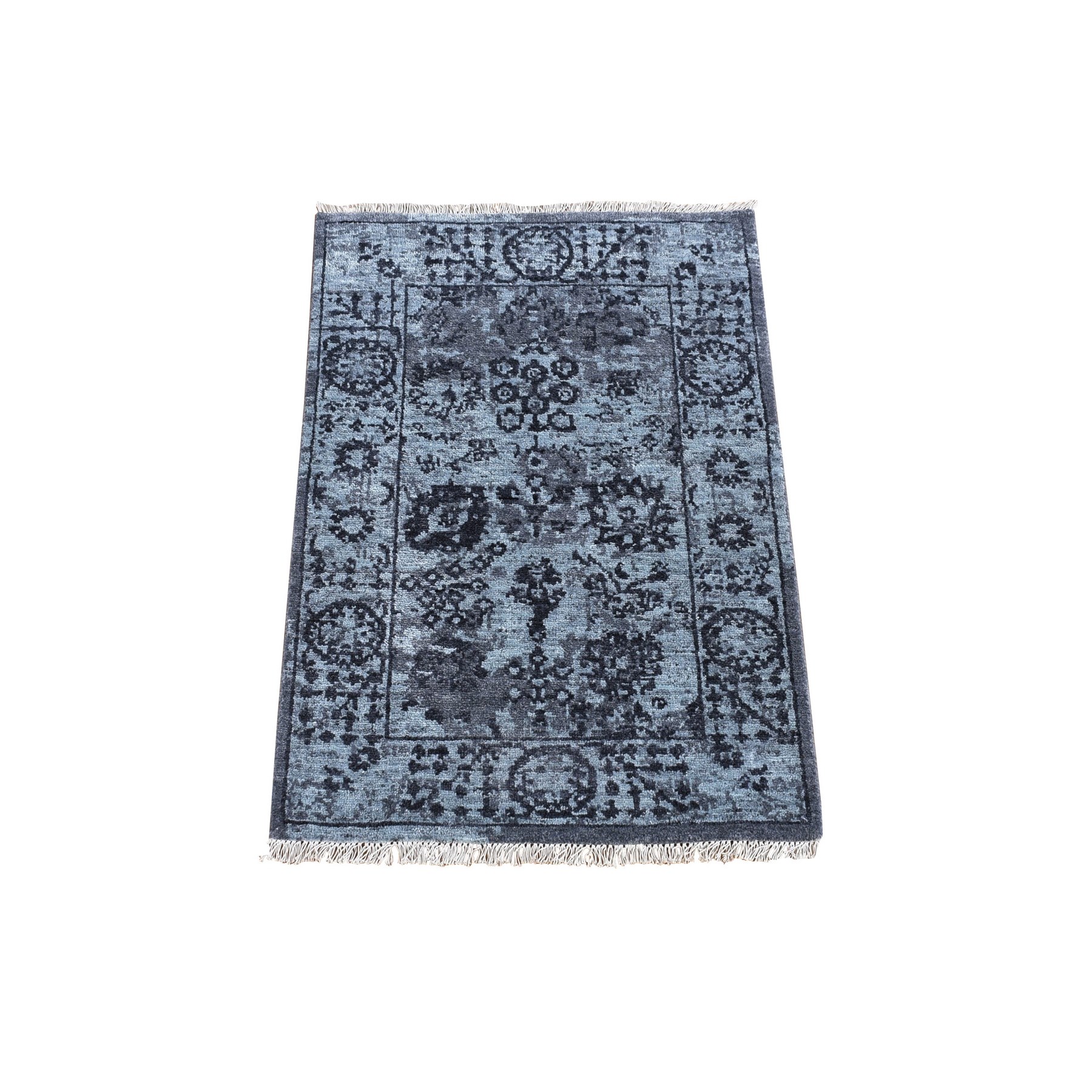 transitional Silk Hand-Knotted Area Rug 2'2