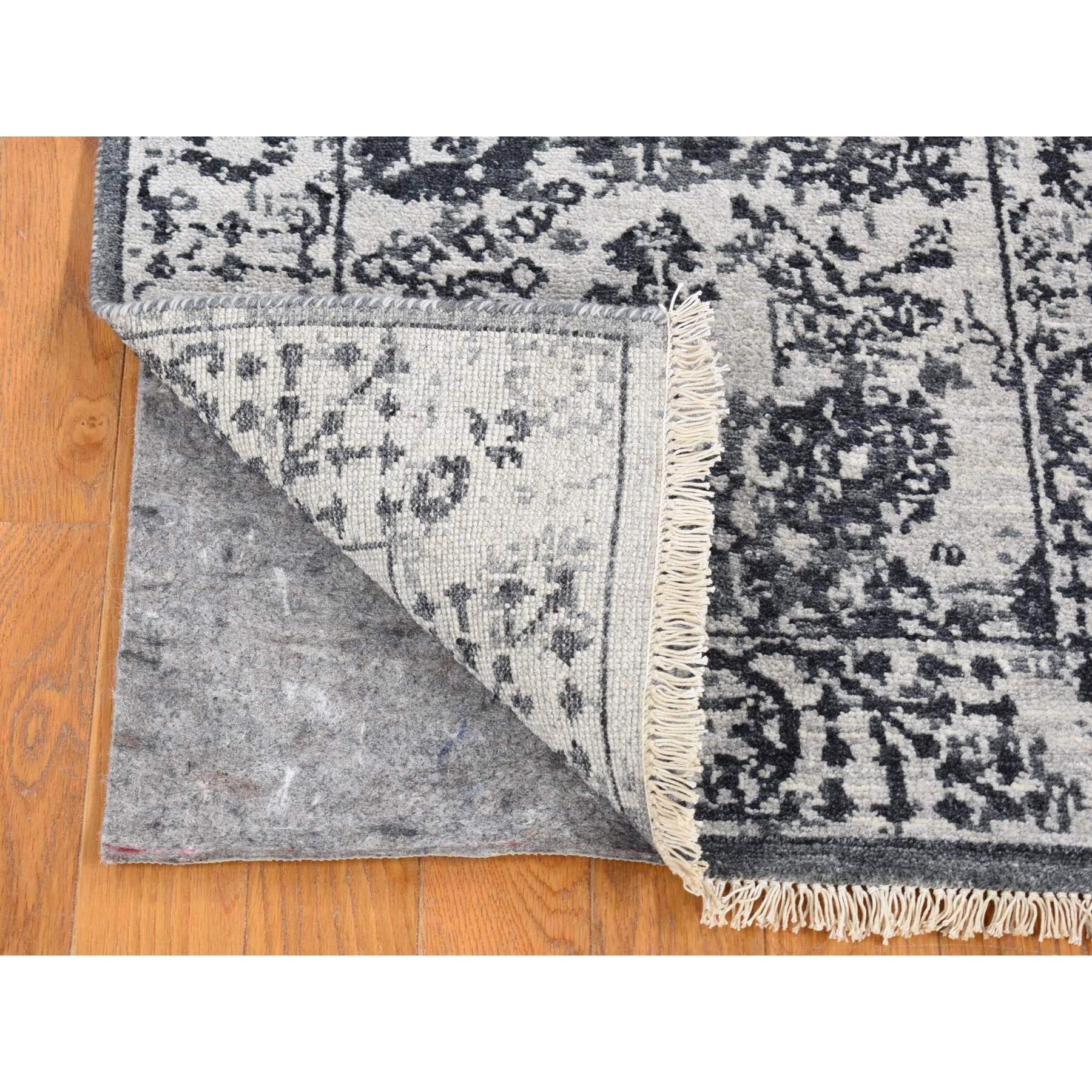 2'1"x3'2" Ivory, Erased Tabriz Design, Sample, Hand Knotted, Wool and Silk, Mat, Oriental Rug Sh80485