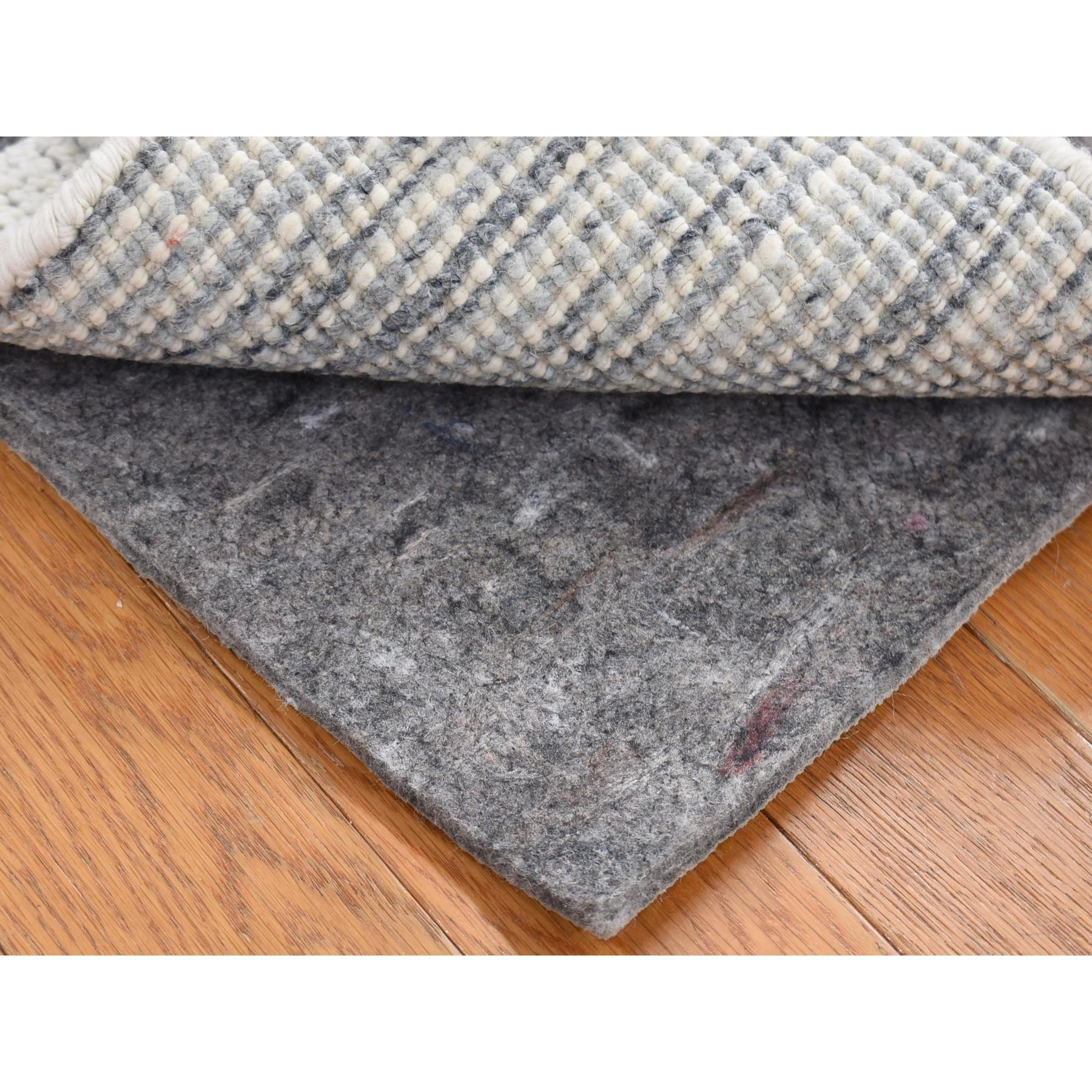 1'1"x1'1" Ivory, Hand Knotted, 100% Wool, Oriental, One Lot Pair of Modern Table Top Rugs Sh80495