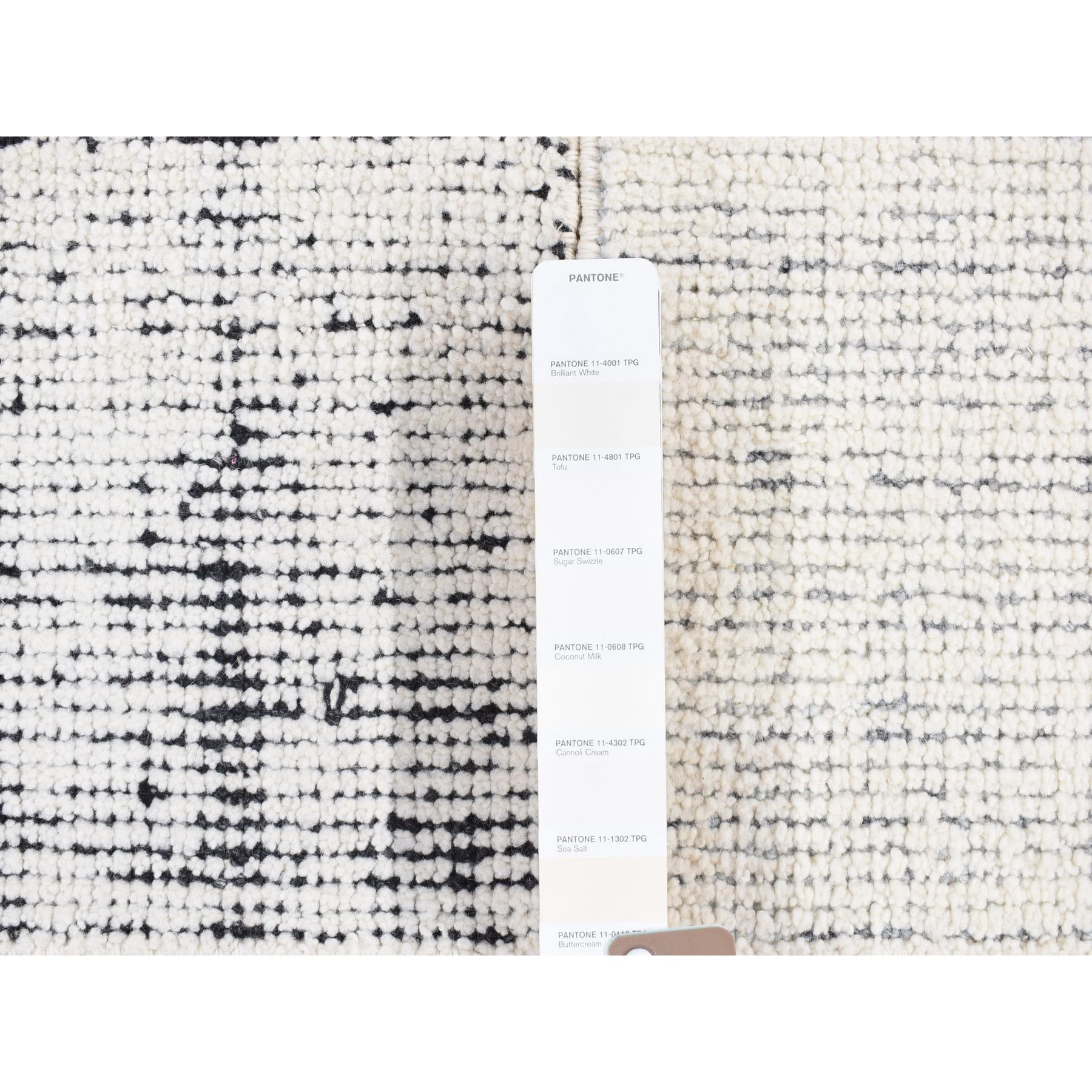 1'1"x1'1" Ivory, Hand Knotted, 100% Wool, Oriental, One Lot Pair of Modern Table Top Rugs Sh80495