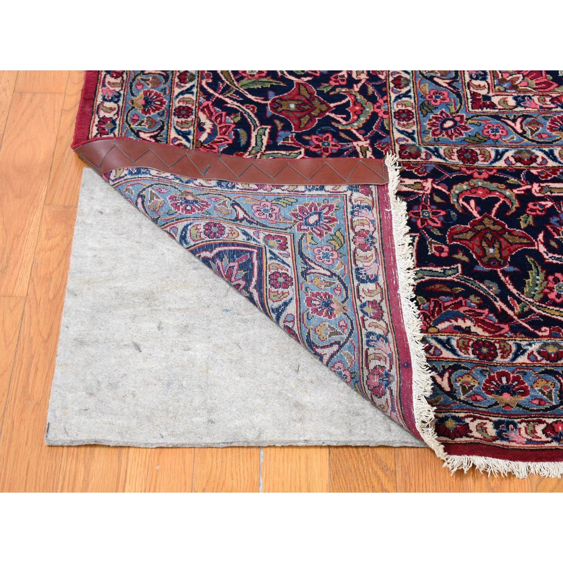 14'2"x17'2" Cherry Red, Vintage Persian Kashan, Mint Condition, Full Pile, Clean and Soft, Rare XL Squarish Size, Hand Knotted, Pure Wool Oriental Rug Sh80502