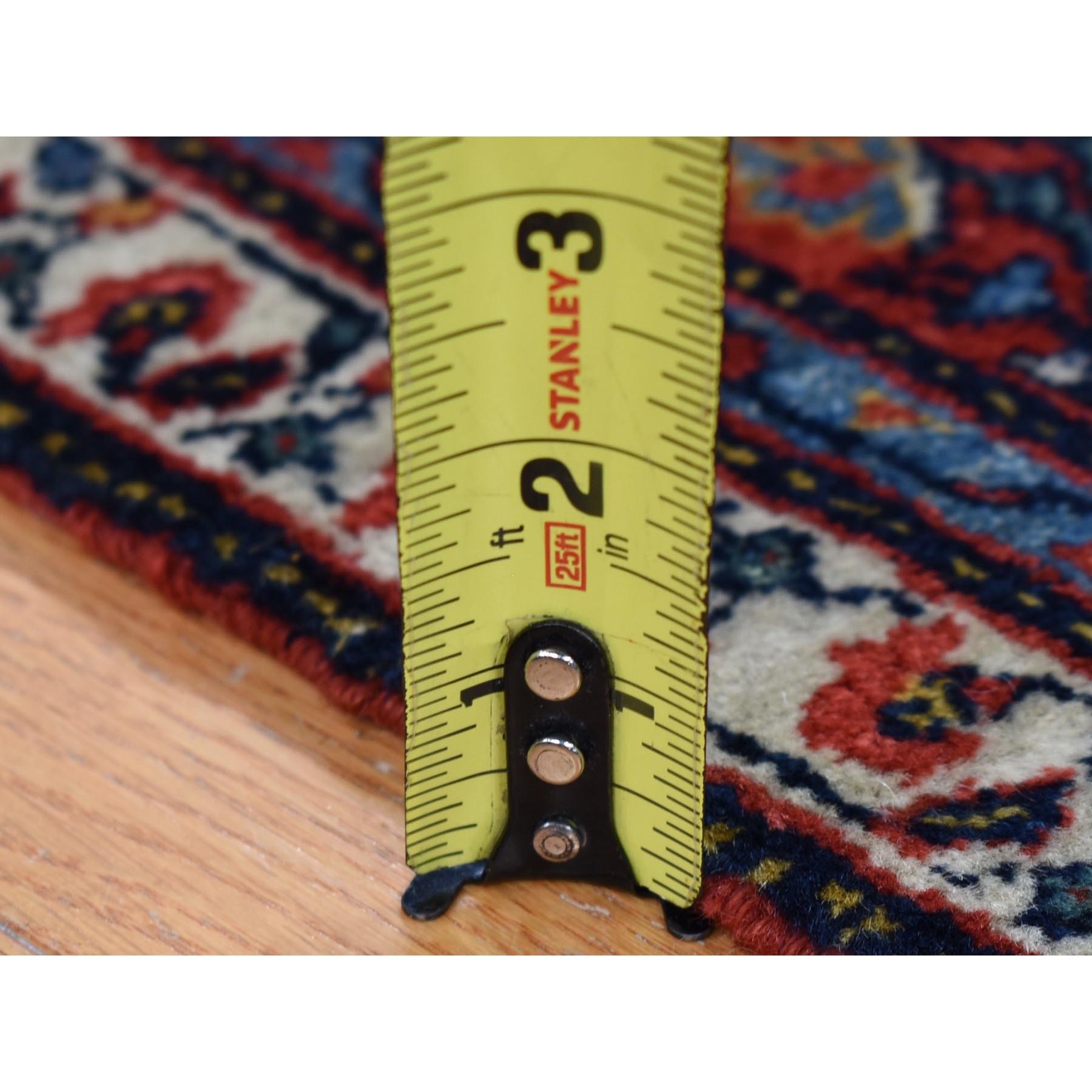 4'7"x6'9" Navy Blue, Antique Persian Tabriz Full Pile ,Clean and Soft to the Touch, Rare Mustaffi Design, Pure Wool, Hand Knotted Oriental Rug Sh80505