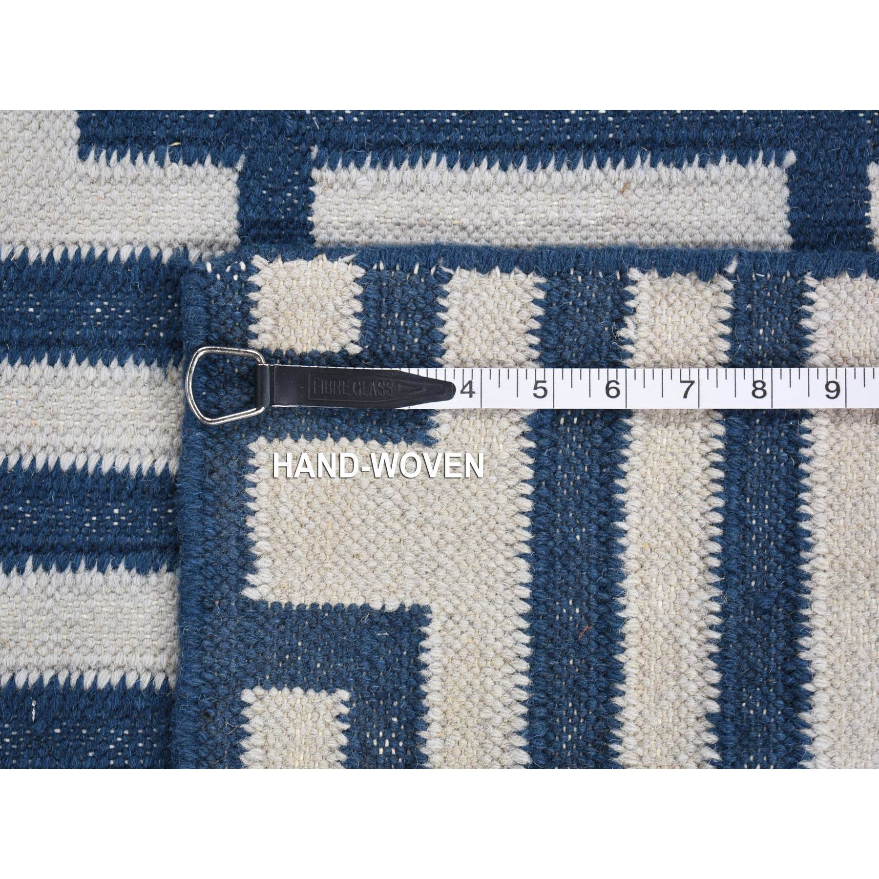 5'2"x7' Yale Blue, Kilim Geometric Design Flat Weave, Hand Woven Organic Wool, Reversible Oriental Rug Sh80533