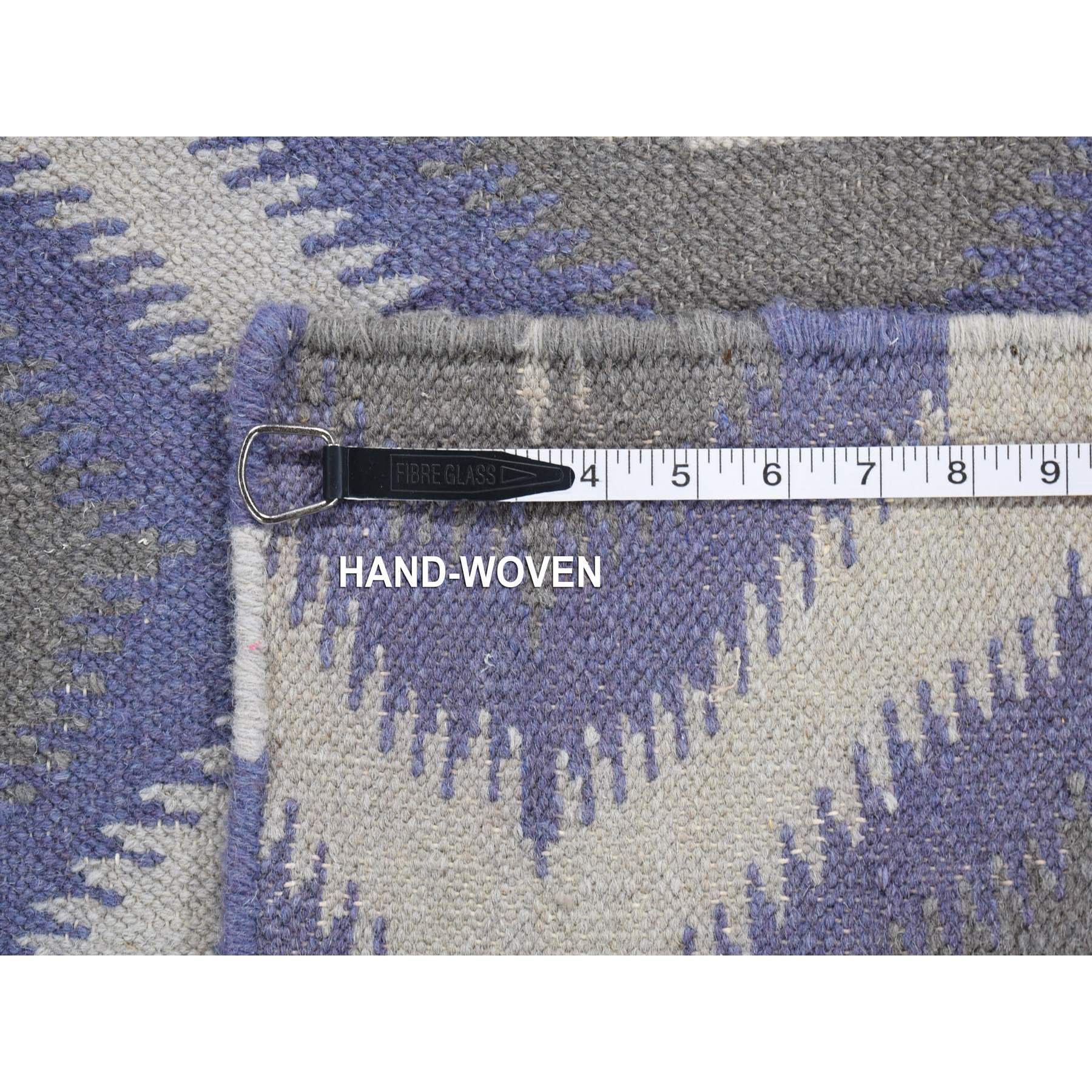 2'5"x6' Silver Gray, Hand Woven Kilim Geometric Design, Flat Weave Natural Wool, Reversible Runner Oriental Rug Sh80534