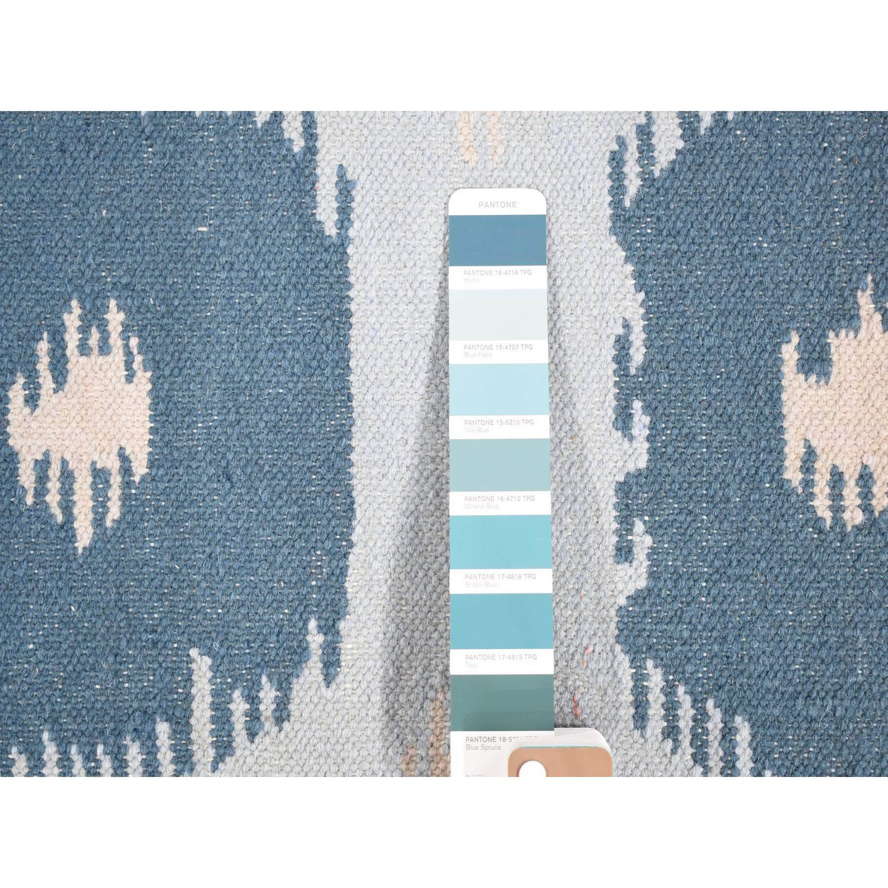 2'5"x6' Light Turquoise, Extra Soft Wool Hand Woven, Kilim Geometric Design Flat Weave, Reversible Runner Oriental Rug Sh80535