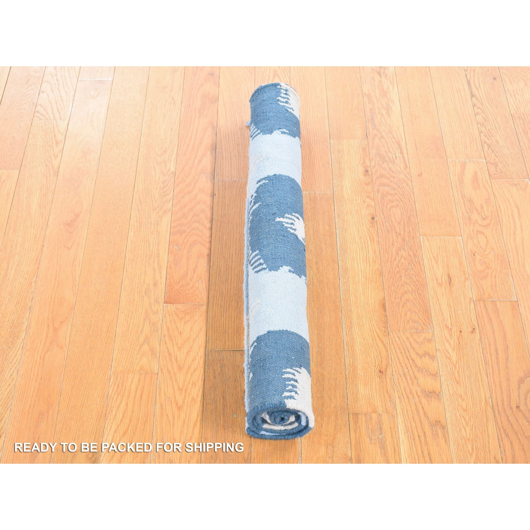 2'5"x6' Light Turquoise, Extra Soft Wool Hand Woven, Kilim Geometric Design Flat Weave, Reversible Runner Oriental Rug Sh80535