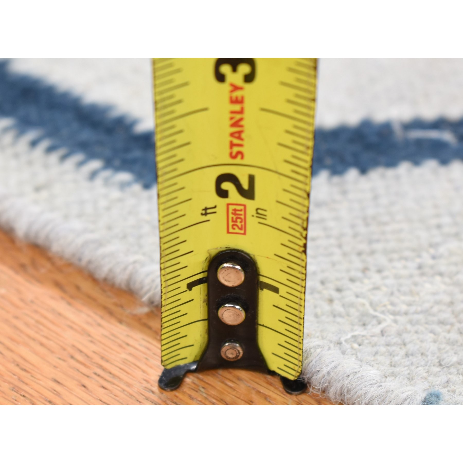 2'7"x6' Beau Blue, Kilim Geometric Design Flat Weave, Pure Wool Hand Woven, Reversible Runner Oriental Rug Sh80536