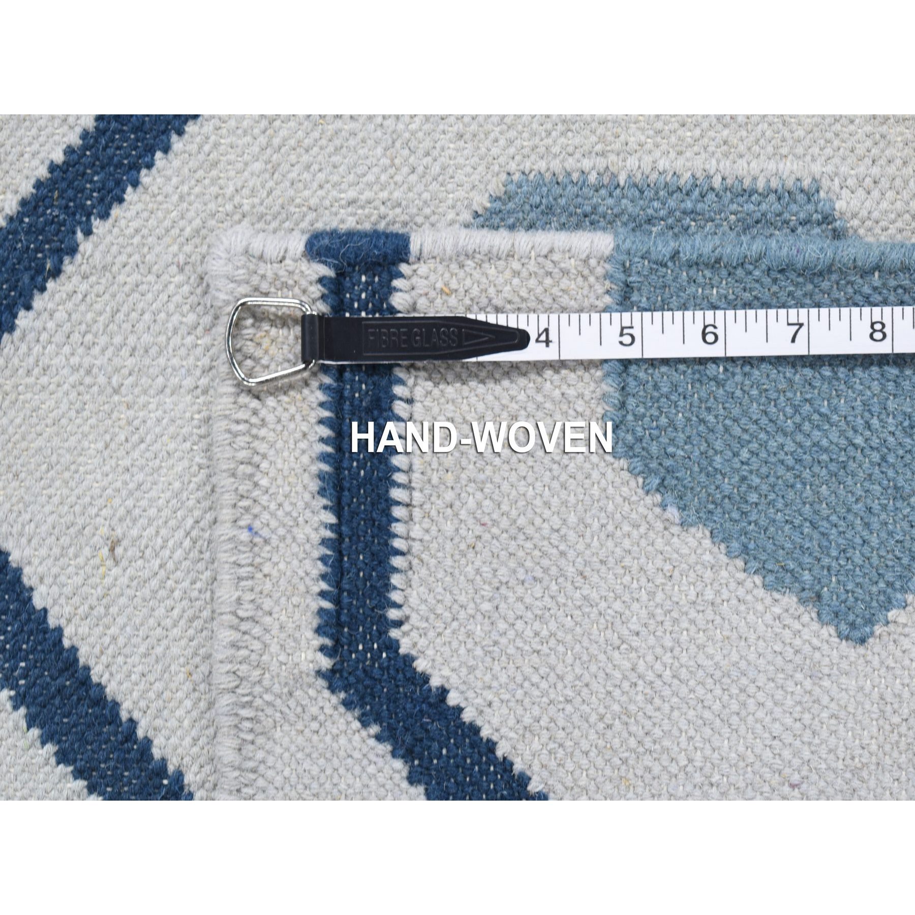 2'7"x6' Ivory, Soft Wool Hand Woven, Kilim Geometric Design Flat Weave, Reversible Runner Oriental Rug Sh80542