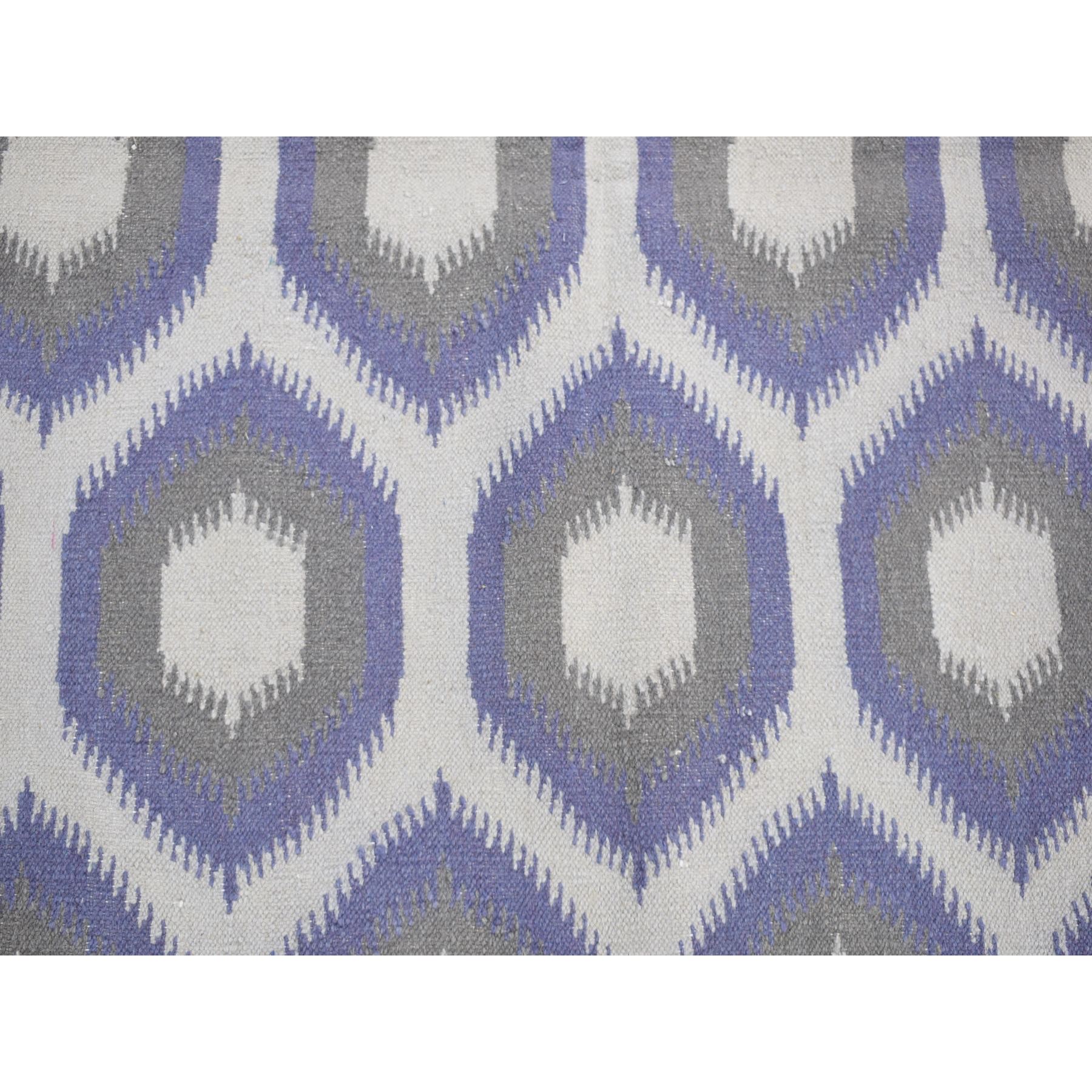 4'x6' Silver Gray, Hand Woven Kilim Geometric Design, Flat Weave Soft Wool, Reversible Oriental Rug Sh80557