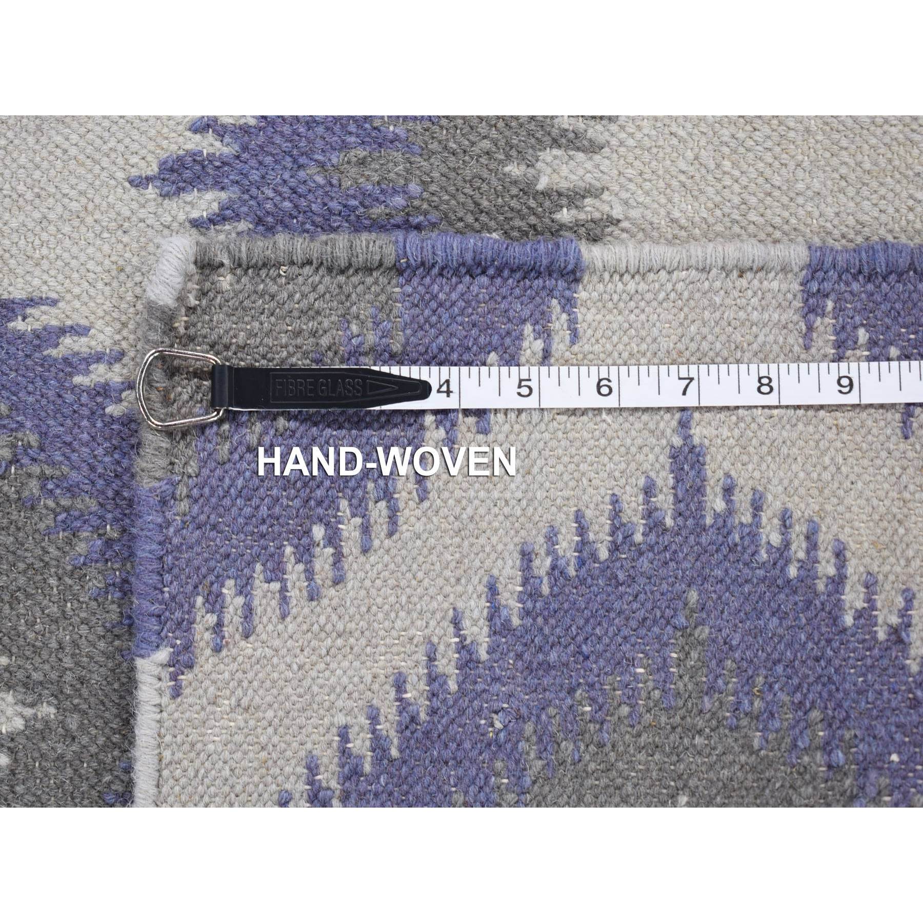 4'x6' Silver Gray, Hand Woven Kilim Geometric Design, Flat Weave Soft Wool, Reversible Oriental Rug Sh80557