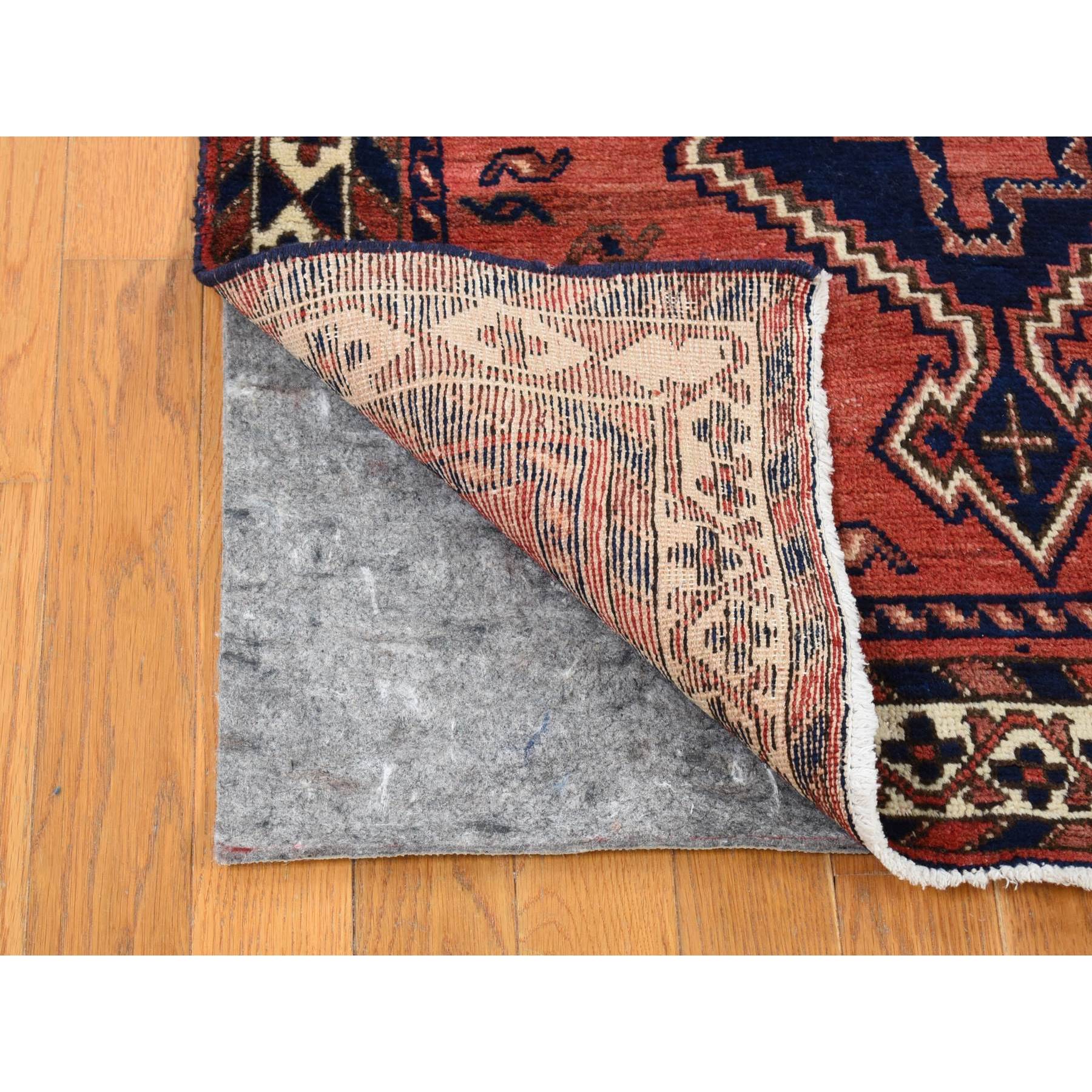 5'5"x7' Blush Red, Vintage Persian Bakhtiari with a Distinct Abrash, Full Pile, Pure Wool, Hand Knotted Oriental Rug Sh80570
