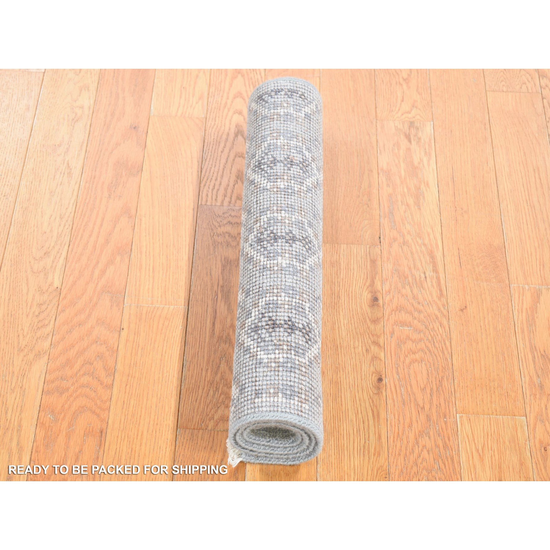 2'x3' Cloud Gray, Paisley Design, Turkish Knot, Pure Wool Hand Knotted Mat Oriental Rug Sh80578