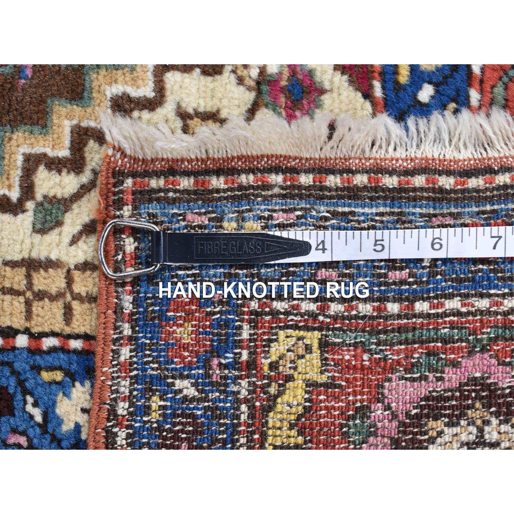 3'x13'6" Almond Brown, Antique Persian Bakshaish, Excellent Condition, Hand Knotted, Pure Wool Runner Oriental Rug Sh80592